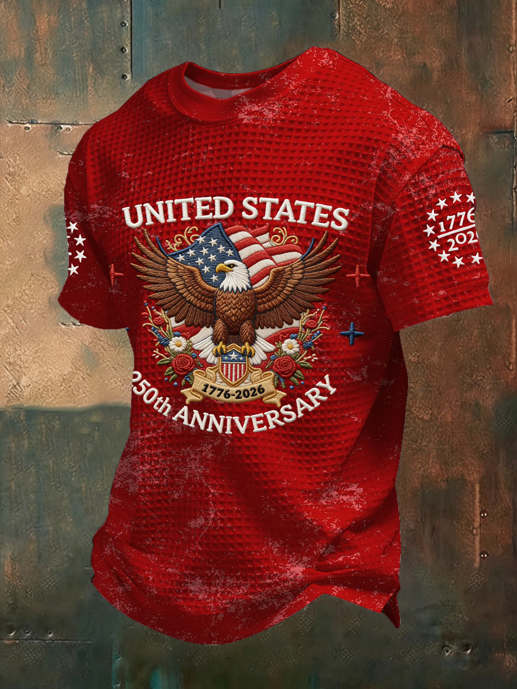US 250th Anniversary Eagle Floral Distressed Golf Shirt, Patriotic Golf Shirt, 4th Of July Golf Shirt