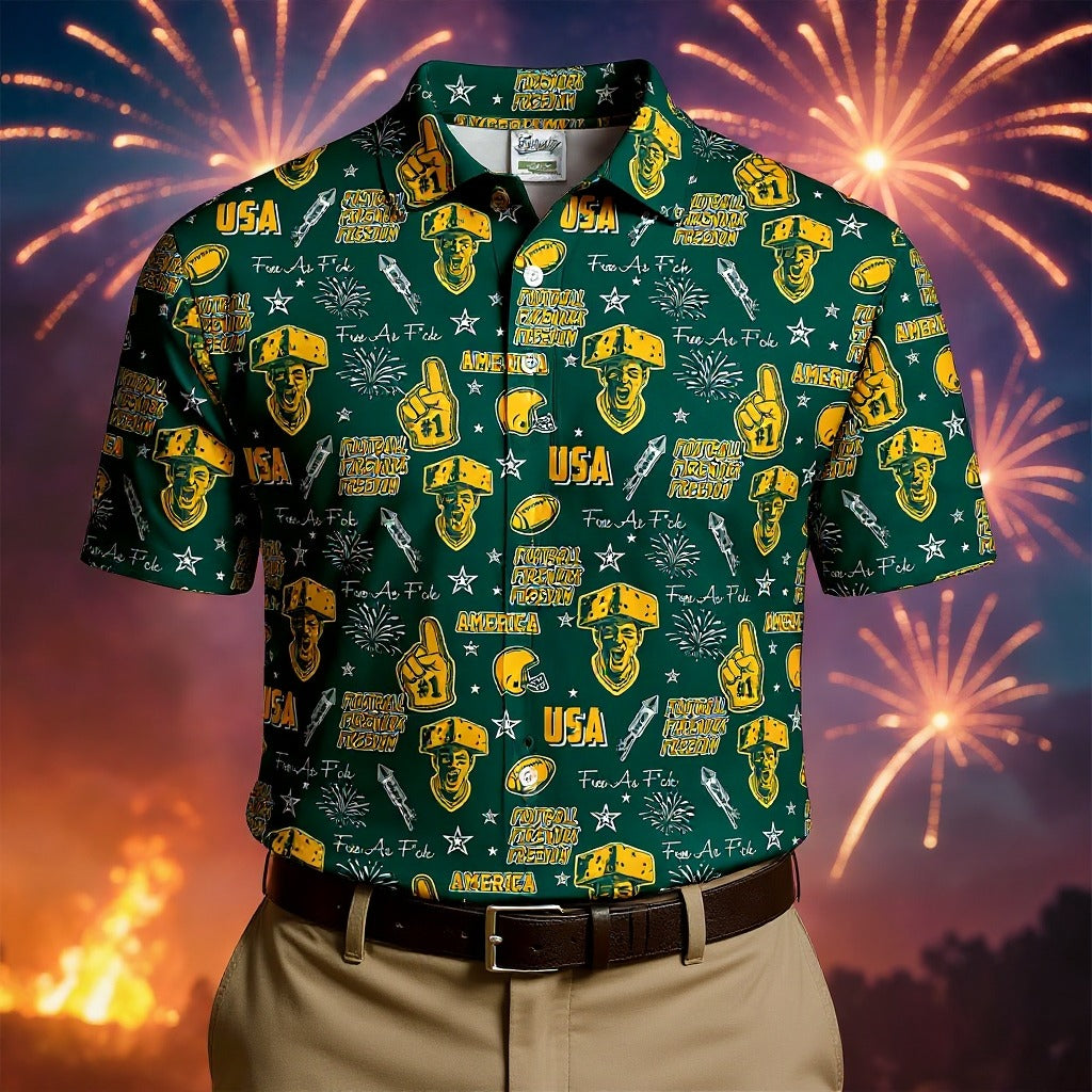 Cheesehead Dark Green And Gold Sport Polo, American Football League Gift Ideas For Football Fans