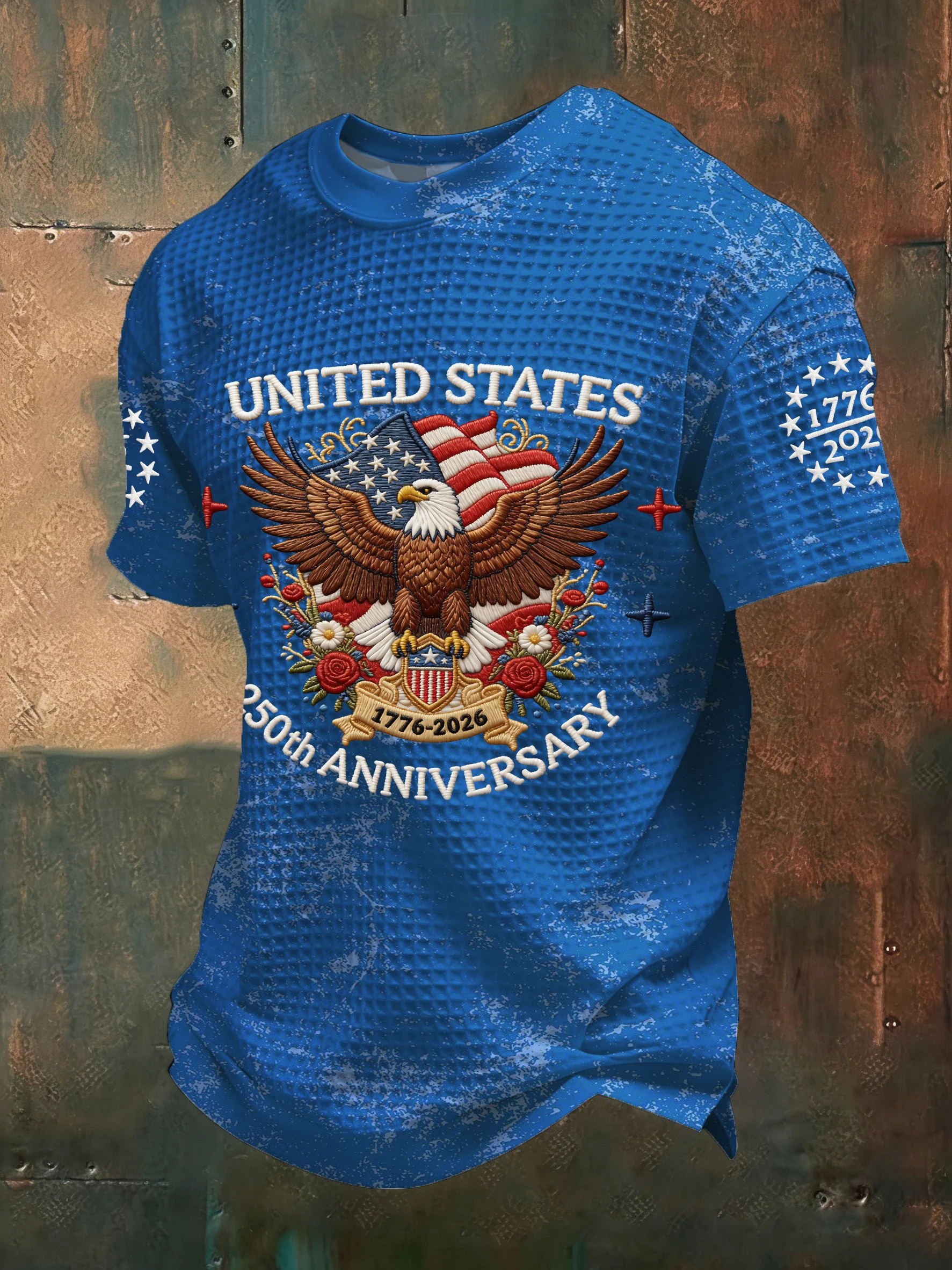 US 250th Anniversary Eagle Floral Distressed Golf Shirt, Patriotic Golf Shirt, 4th Of July Golf Shirt