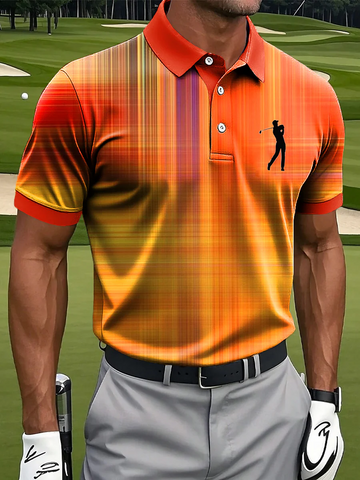 Men's Retro Abstract Check Art Print Casual Business Polo Shirto ShirtFor Men, Golf Gift For Men
