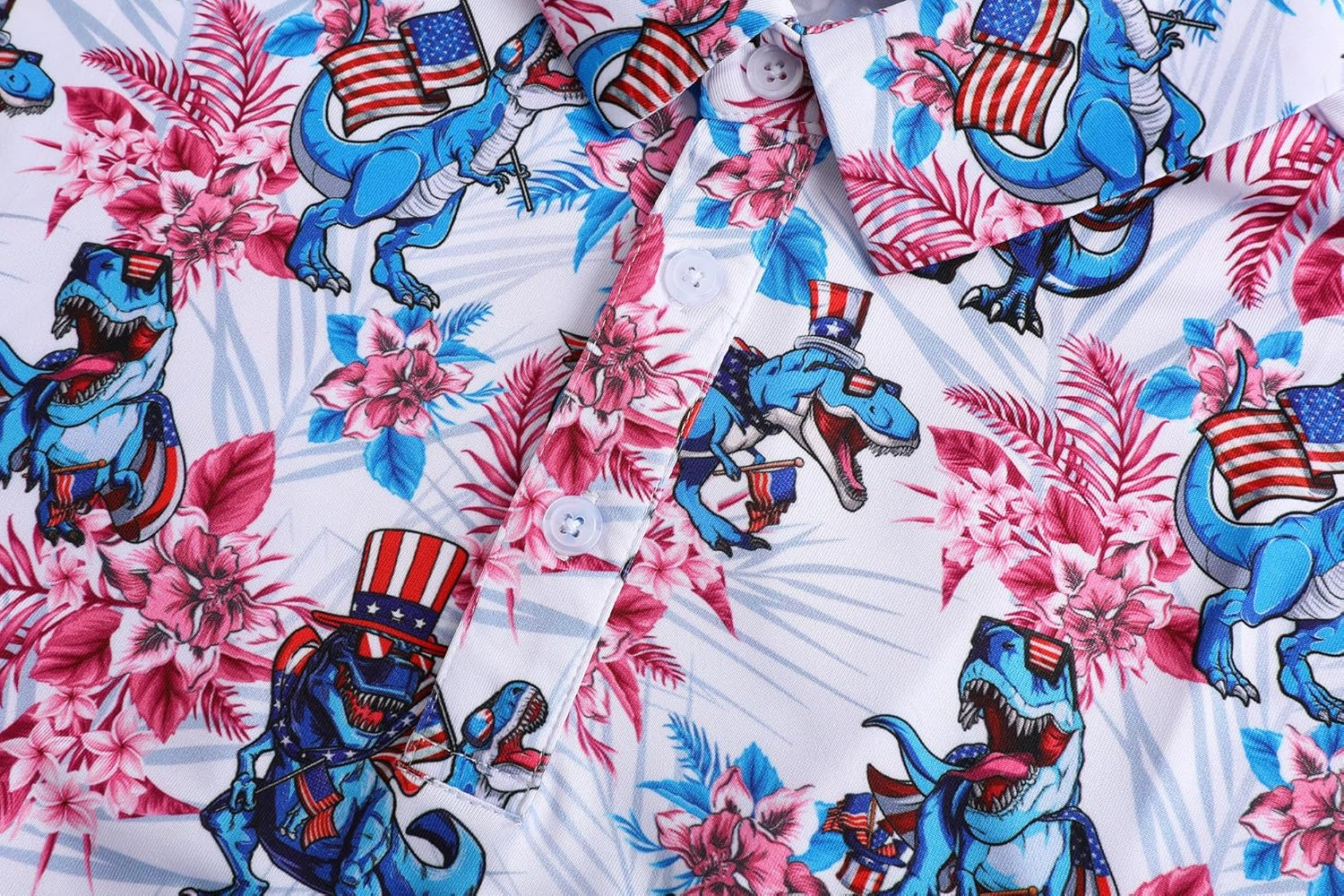 Patriotic American Dinosaurs Pride Golf Polo Shirtlf Gift For Men, Golf Shirts For Men