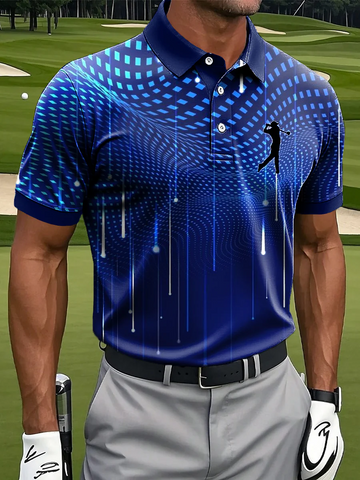 Abstract Gradient Geometric Casual Business Polo ShirtPolo ShirtFor Men, Golf Gift For Men