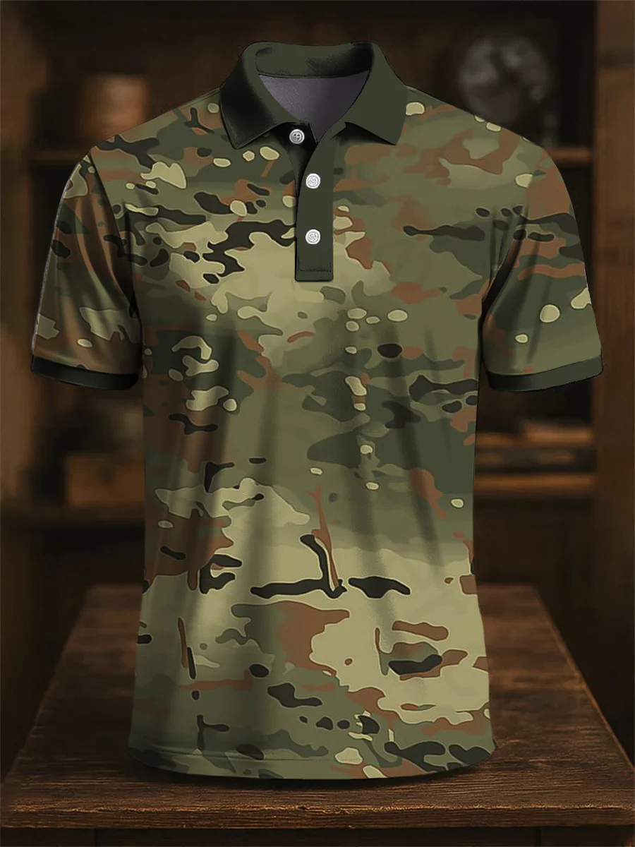 Abstract Camouflage Golf Tops For Men, Polo ShirtFor Men, Golf Gift For Men
