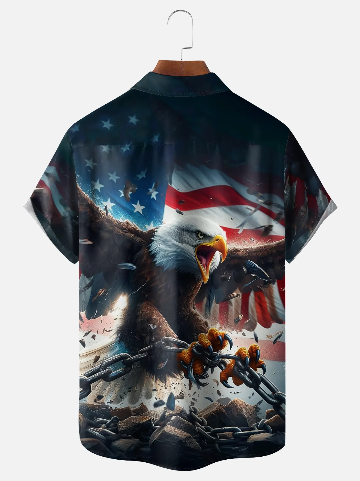 Avant-garde Bald Eagle Fantasy American Flag Hawaiian Golf Shirt, 250th Anniversary Tropical Vibe Men's Golf Shirt