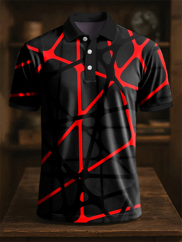 Men's Abstract Irregular Lines Art Printing Casual Business Polo ShirtPolo ShirtFor Men, Golf Gift For Men