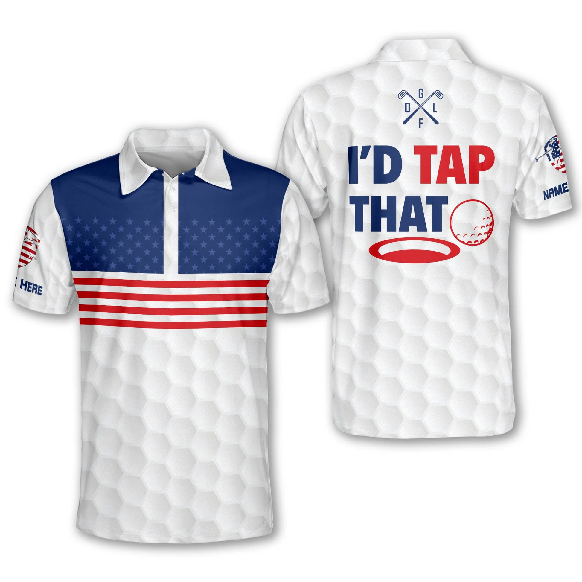 Just Tap It In American Flag Custom Name Golf Polo Shirtlf Gift For Men, Golfing Apparel