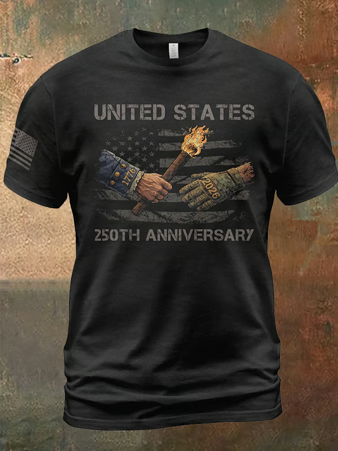 US 250th Anniversary American Handshake Distressed Print Patriotic Golf Shirt, 4th Of July Golf Shirts For Men