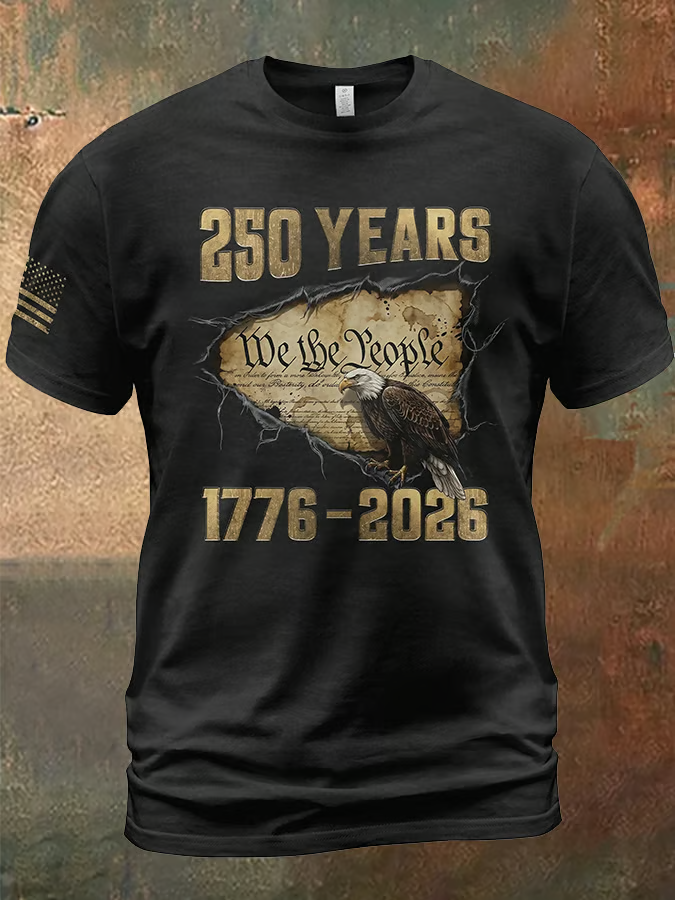 250 Years We The People 1776-2026 Distressed Print Patriotic Golf Shirt, 4th Of July Golf Shirts For Men