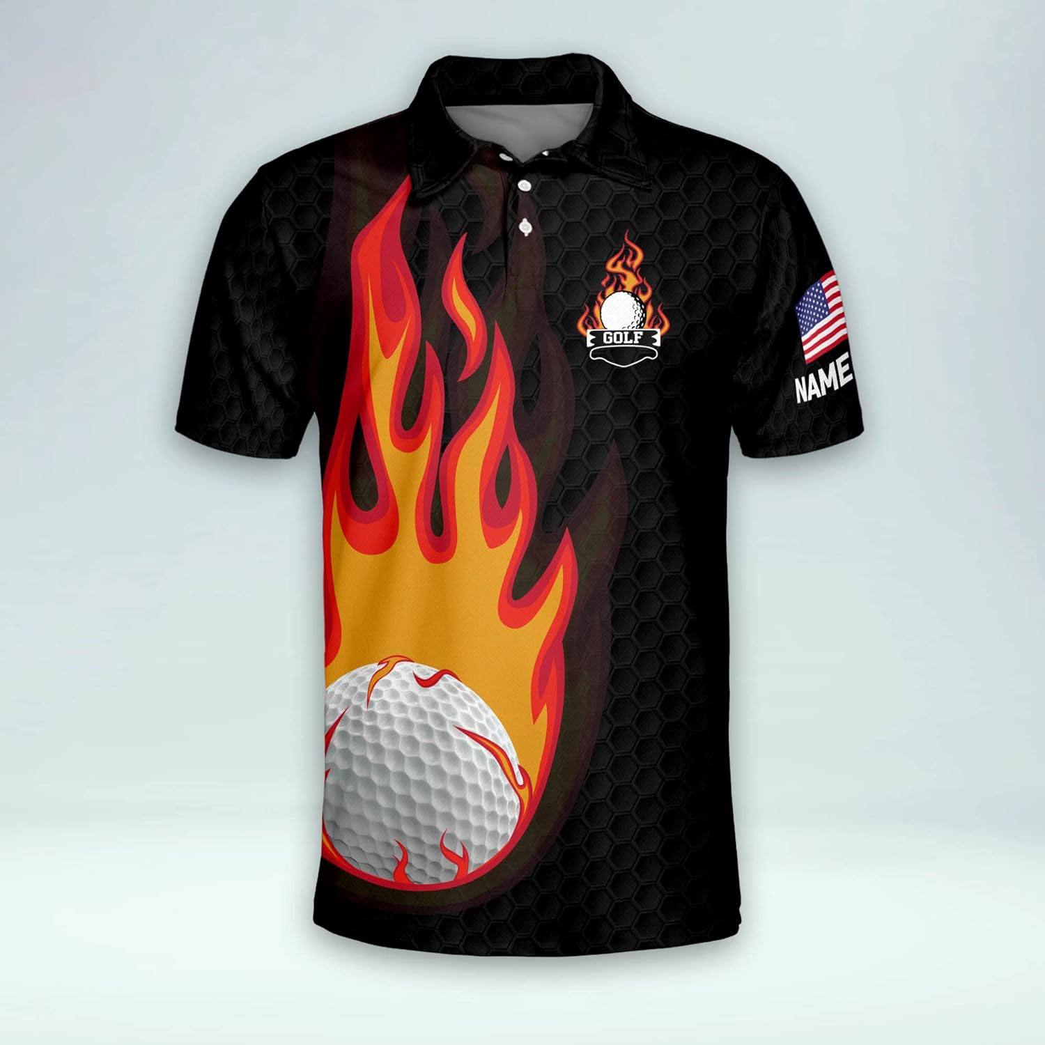 Swing Swear Look For Ball Repeat American Flag Custom Name Golf Polo Shirtlf Gift For Men, Golfing Apparel