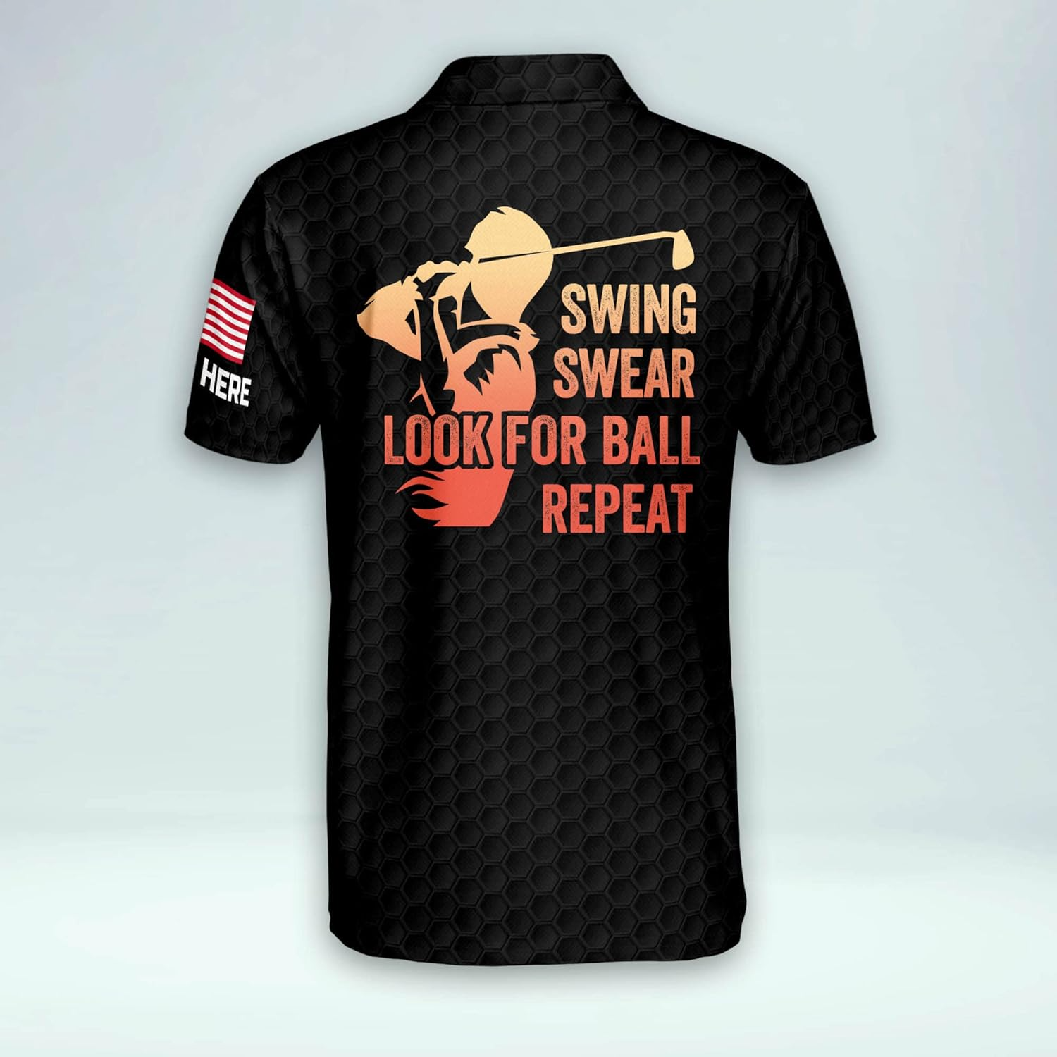 Swing Swear Look For Ball Repeat American Flag Custom Name Golf Polo Shirtlf Gift For Men, Golfing Apparel
