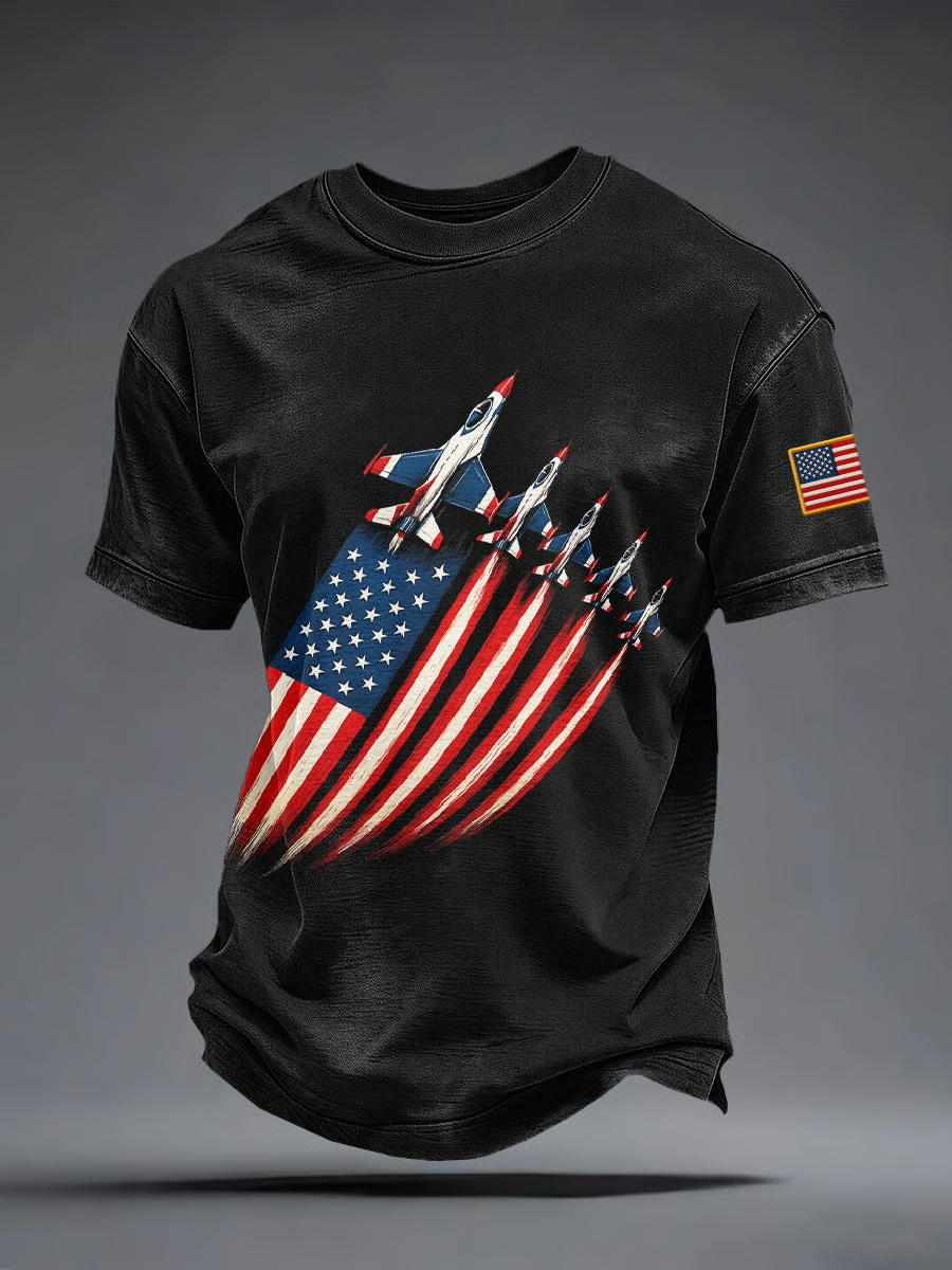 American Pride Fighter Jets US Flag Pattern Vintage Golf Shirt, Patriotic Golf Shirt, 4th Of July Golf Shirts For Men