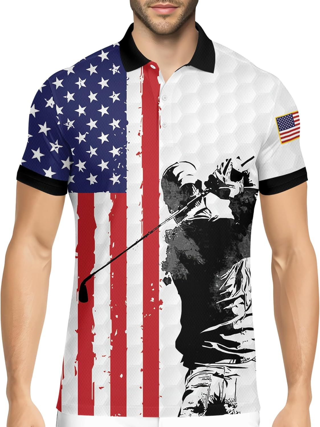 Swing Swear Drink Repeat Patriotic American Flag Golf Polo Shirtlf Gift For Men, Golf Shirts For Men