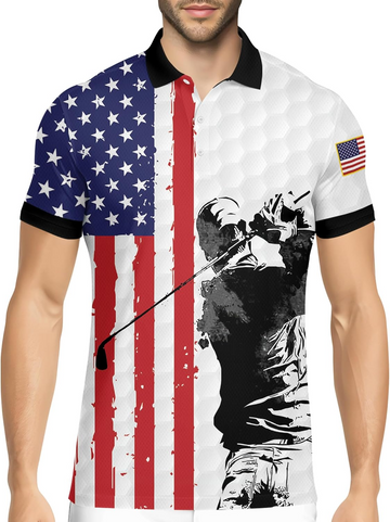 Swing Swear Drink Repeat Patriotic American Flag Golf Polo Shirtlf Gift For Men, Golf Shirts For Men