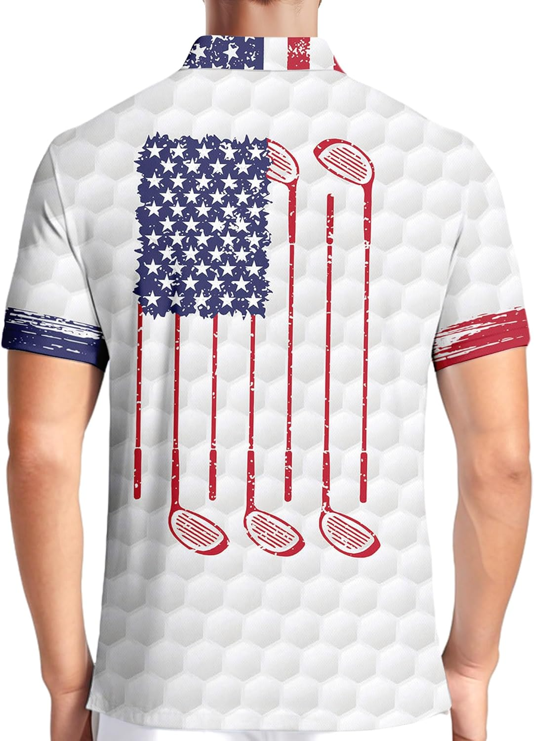 American Flag 50 Stars Patriotic Funny Swing Golf Polo Shirtlf Gift For Men, Golf Shirts For Men