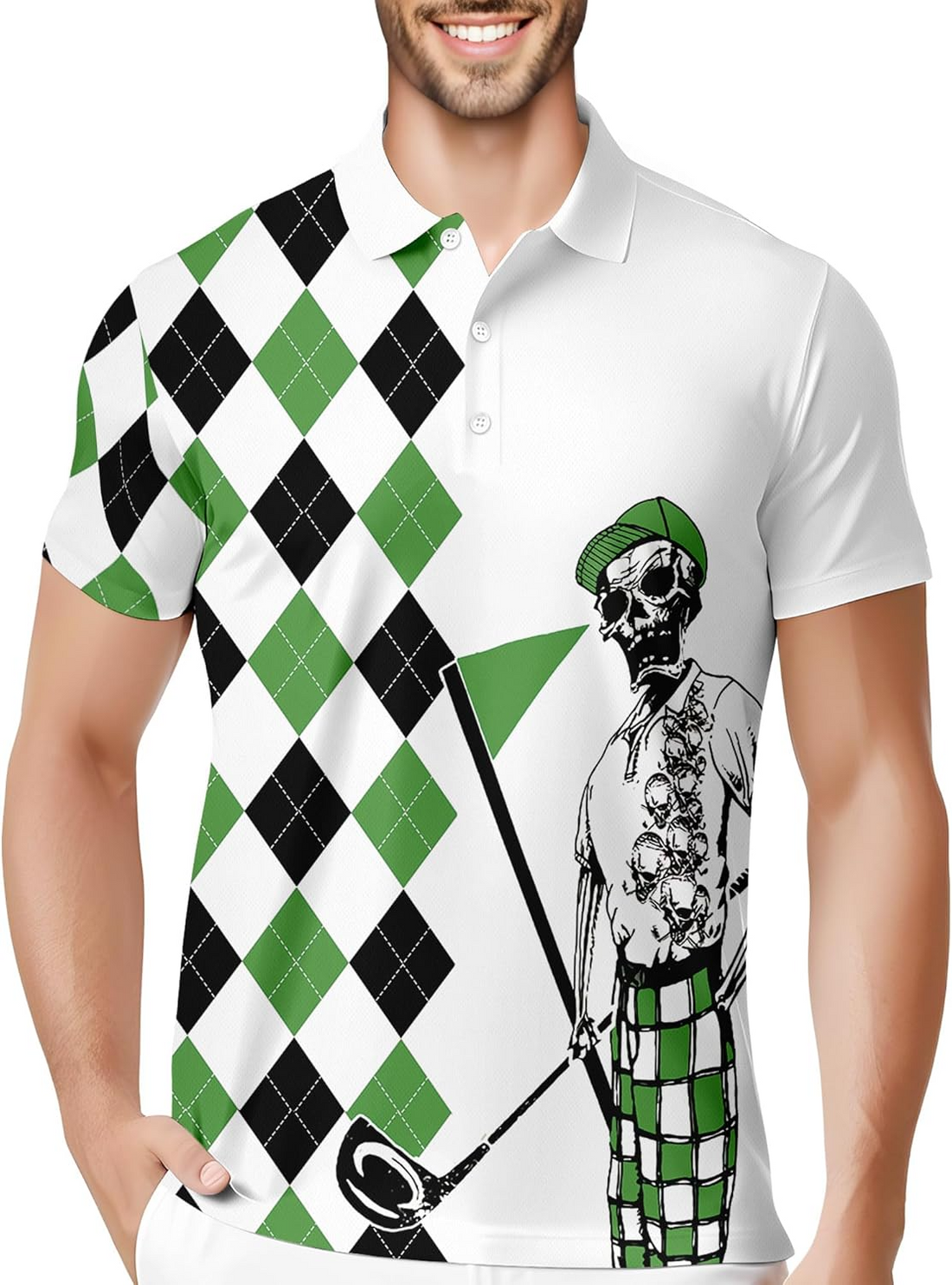 Funny Swing Green Polo Shirtmerican Flag Shirt Patriotic Golf Polo Shirtlf Gift For Men, Golf Shirts For Men