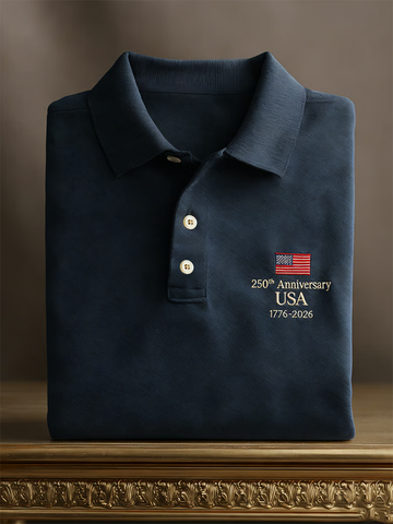 250th Anniversary Navy Golf Polo, Patriotic Golf Shirt, 4th Of July Golf Shirt, Golf Shirts For Men