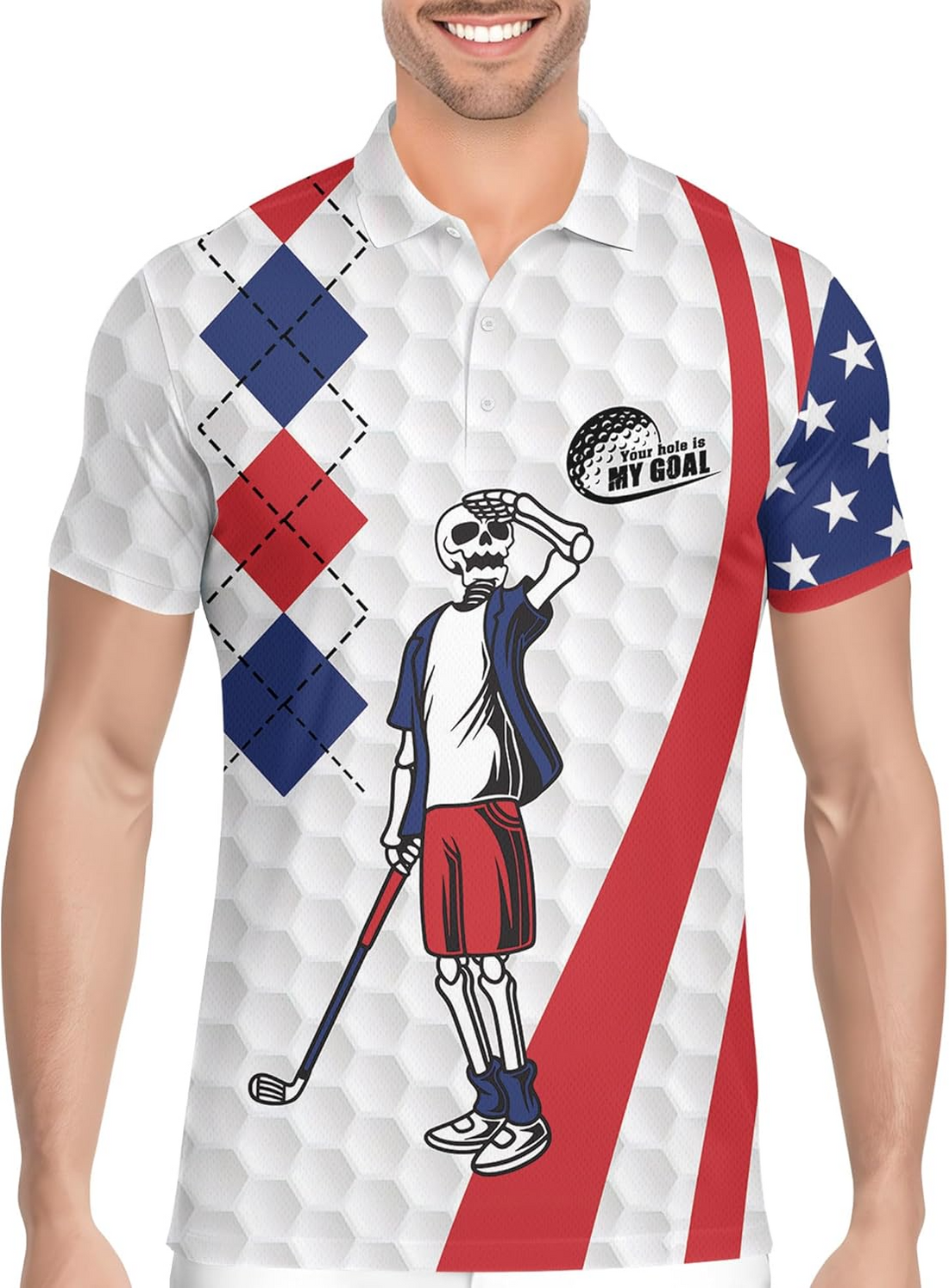 Funny Swing Polo Shirtmerican Flag Shirt Patriotic Golf Polo Shirtlf Gift For Men, Golf Shirts For Men