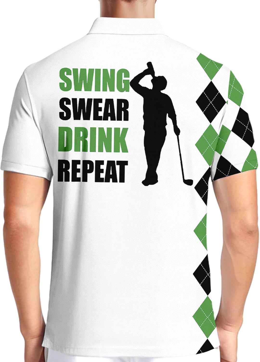Funny Swing Green Polo Shirtmerican Flag Shirt Patriotic Golf Polo Shirtlf Gift For Men, Golf Shirts For Men
