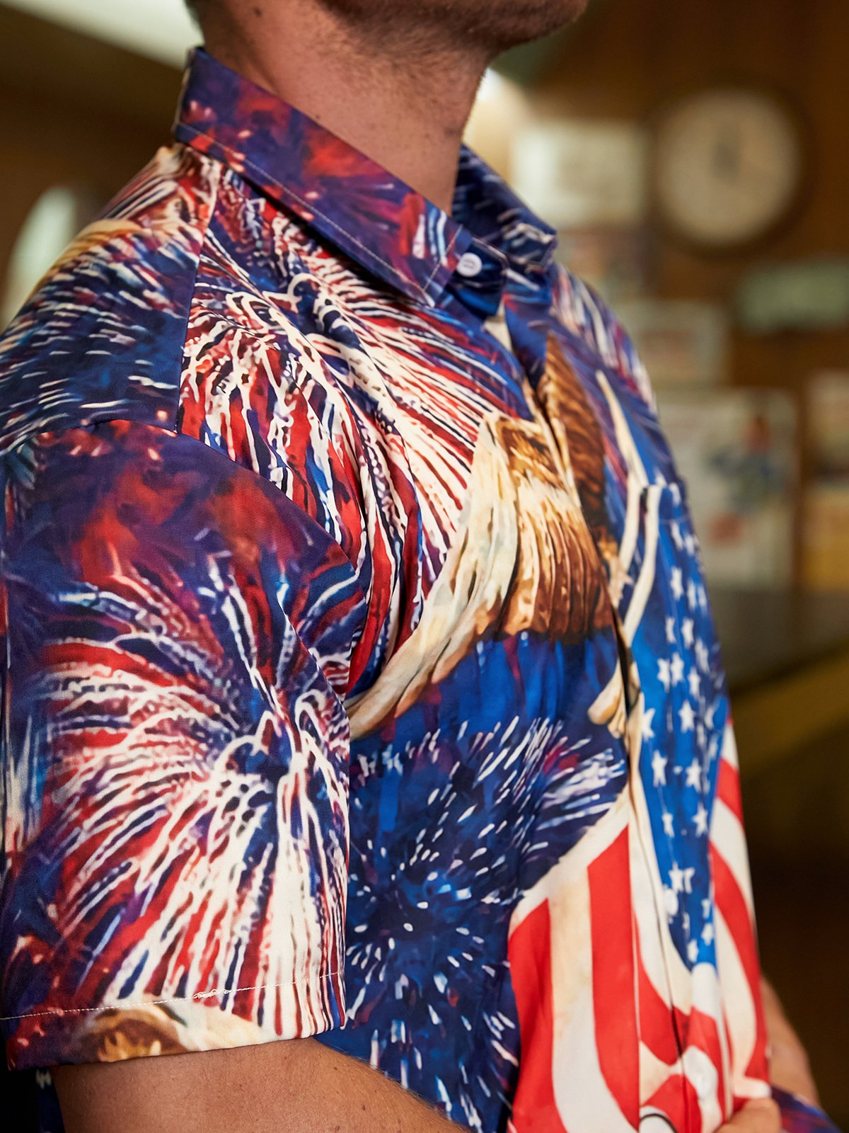 Red White Blue American Eagle USA Patriotic Hawaiian Golf Shirt, 250th Anniversary Tropical Vibe Men's Golf Shirt