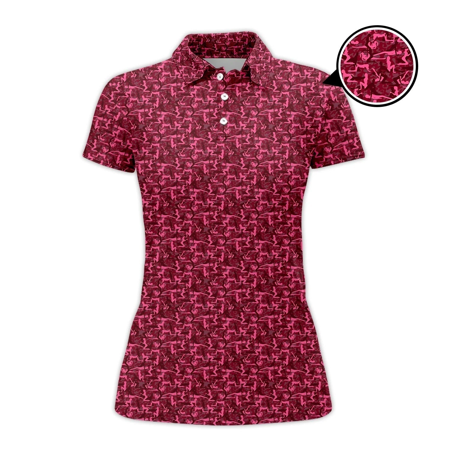 Funny Golf Pattern Polos Pink Golf Shirt For Women, Christmas Golf Shirt Polos, Ladies Golf Apparel