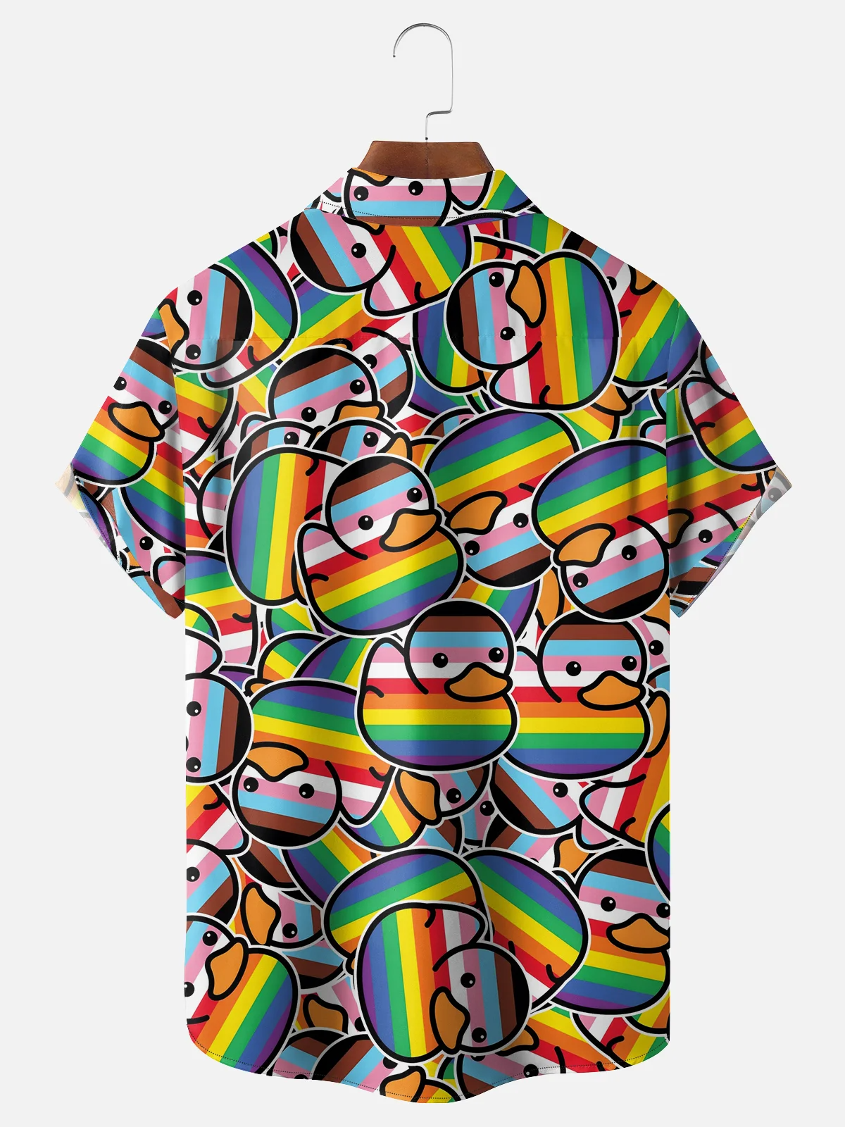 LGBT Pride Month Rainbow Duck Hawaiian Golf Shirt, Unique Golf Shirt, Tropical Vibe Funny Golf Shirt