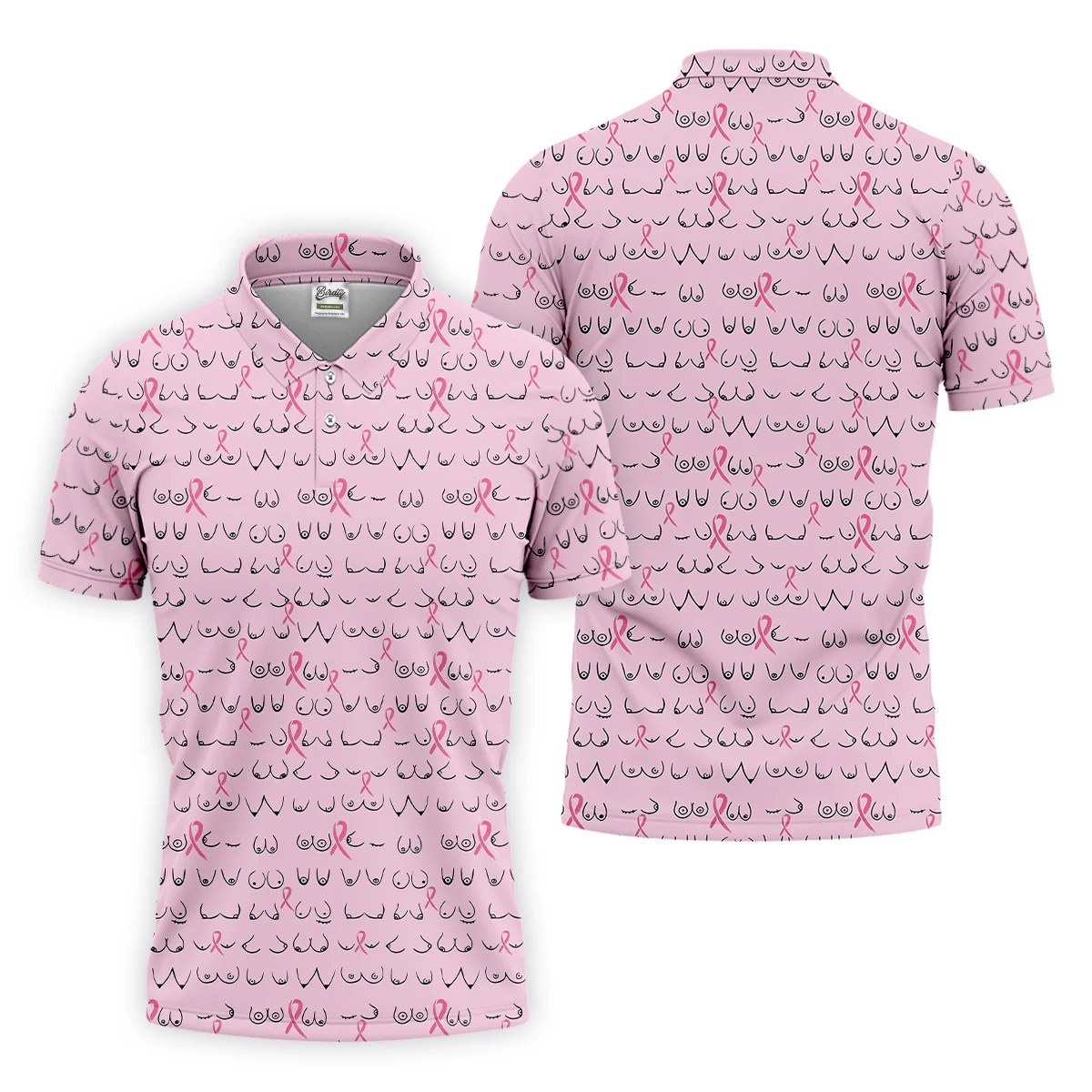 Funny Pink Men's Golf Shirt With Socks Free, Breast Cancer Awareness Gift