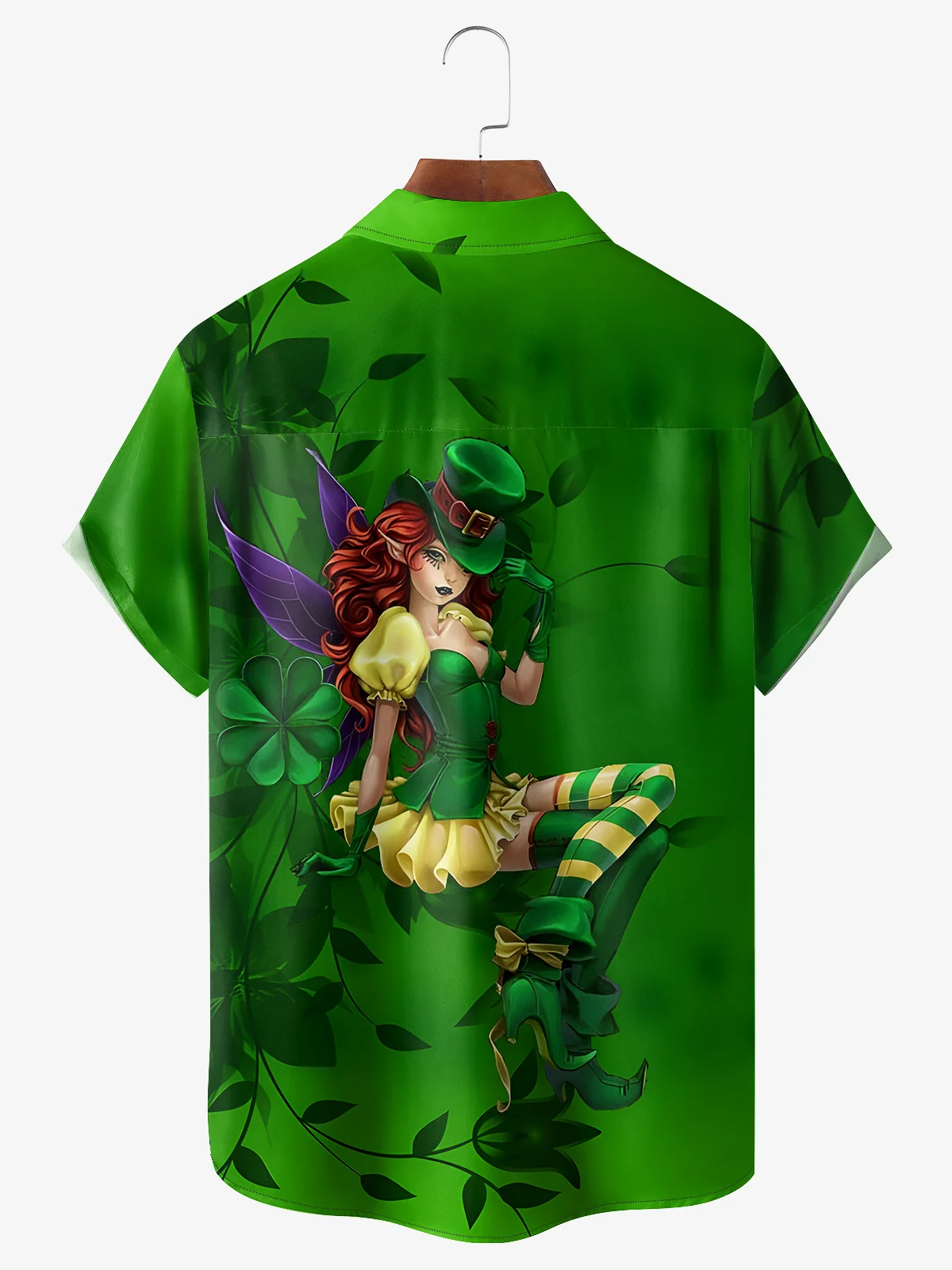 Green St. Patrick's Day Lucky Clover Beauty Hawaiian Golf Shirt, Men's Golf Shirt, Tropical Vibe Golf Polo Shirts