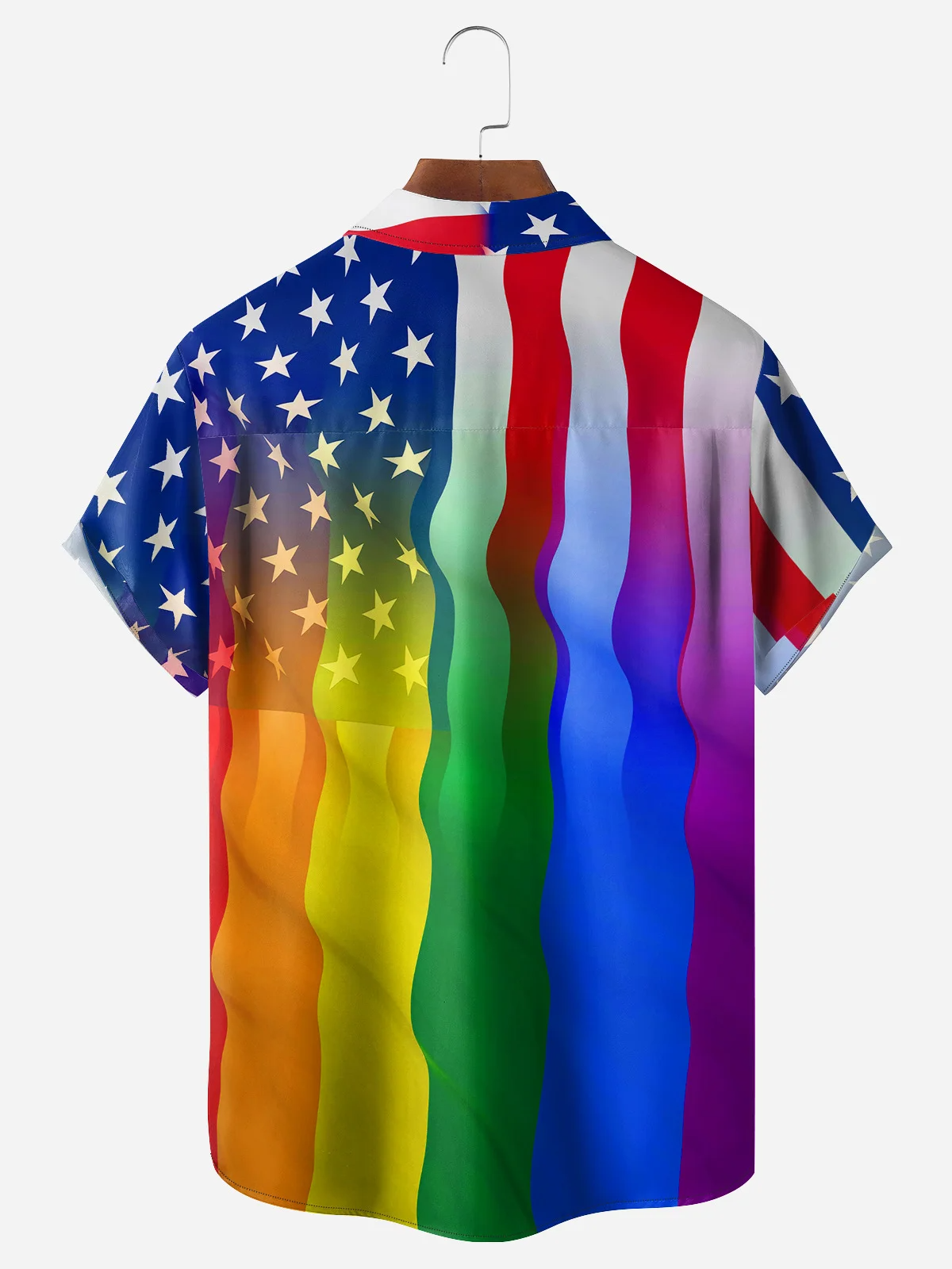 LGBT Rainbow Colorful Patriot Flag Hawaiian Golf Shirt, Unique Golf Shirt, Tropical Vibe Funny Golf Shirt