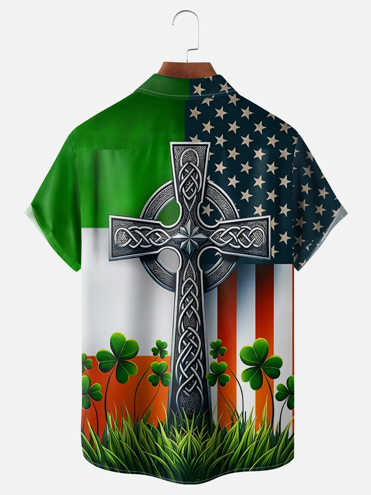 St. Patrick's Day Irish Flag Hawaiian Golf Shirt,  Men's Golf Shirt, St. Paddy's Day Shirt