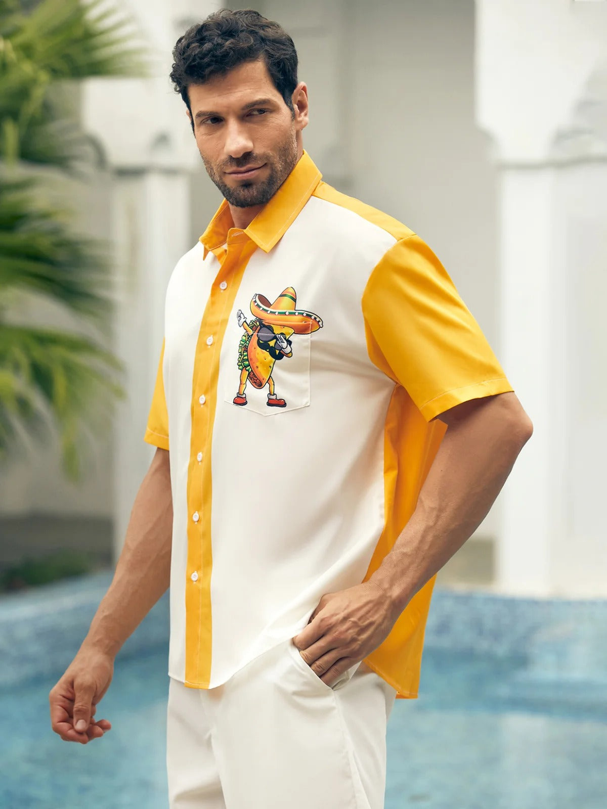 Funny Burrito Hawaiian Golf Shirt, Men's Golf Shirt, Mexican Culture Art Tropical Vibe Funny Golf Shirt