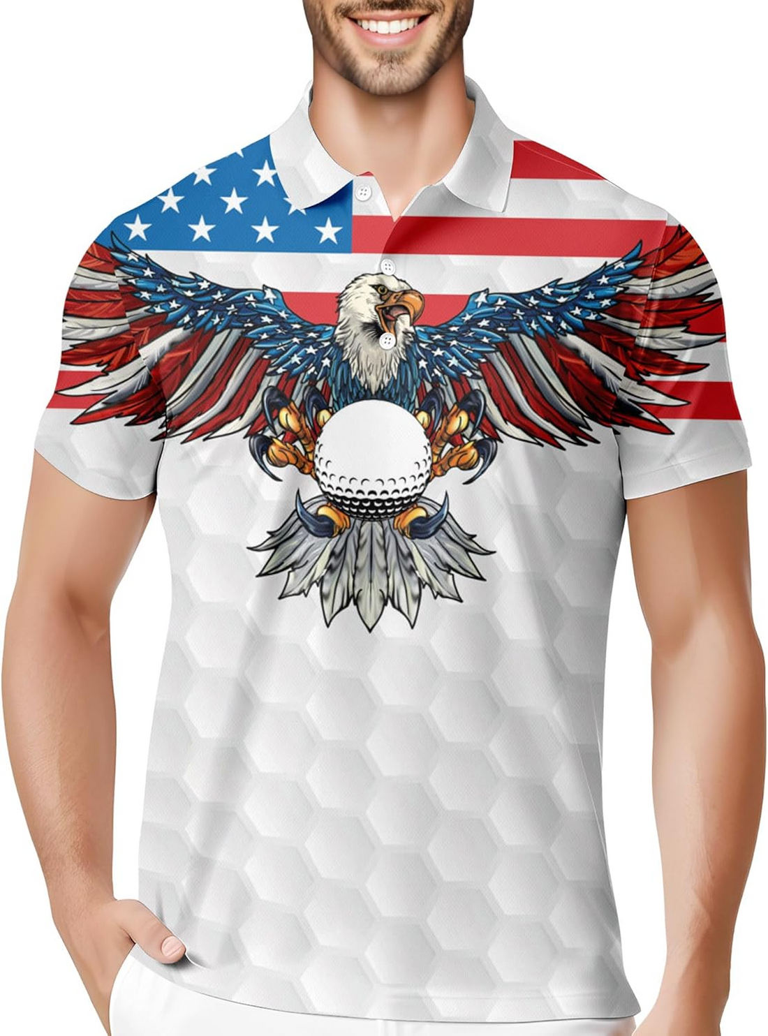 American Flag Eagle Shirt Patriotic Golf Polo Shirtlf Gift For Men, Golf Shirts For Men