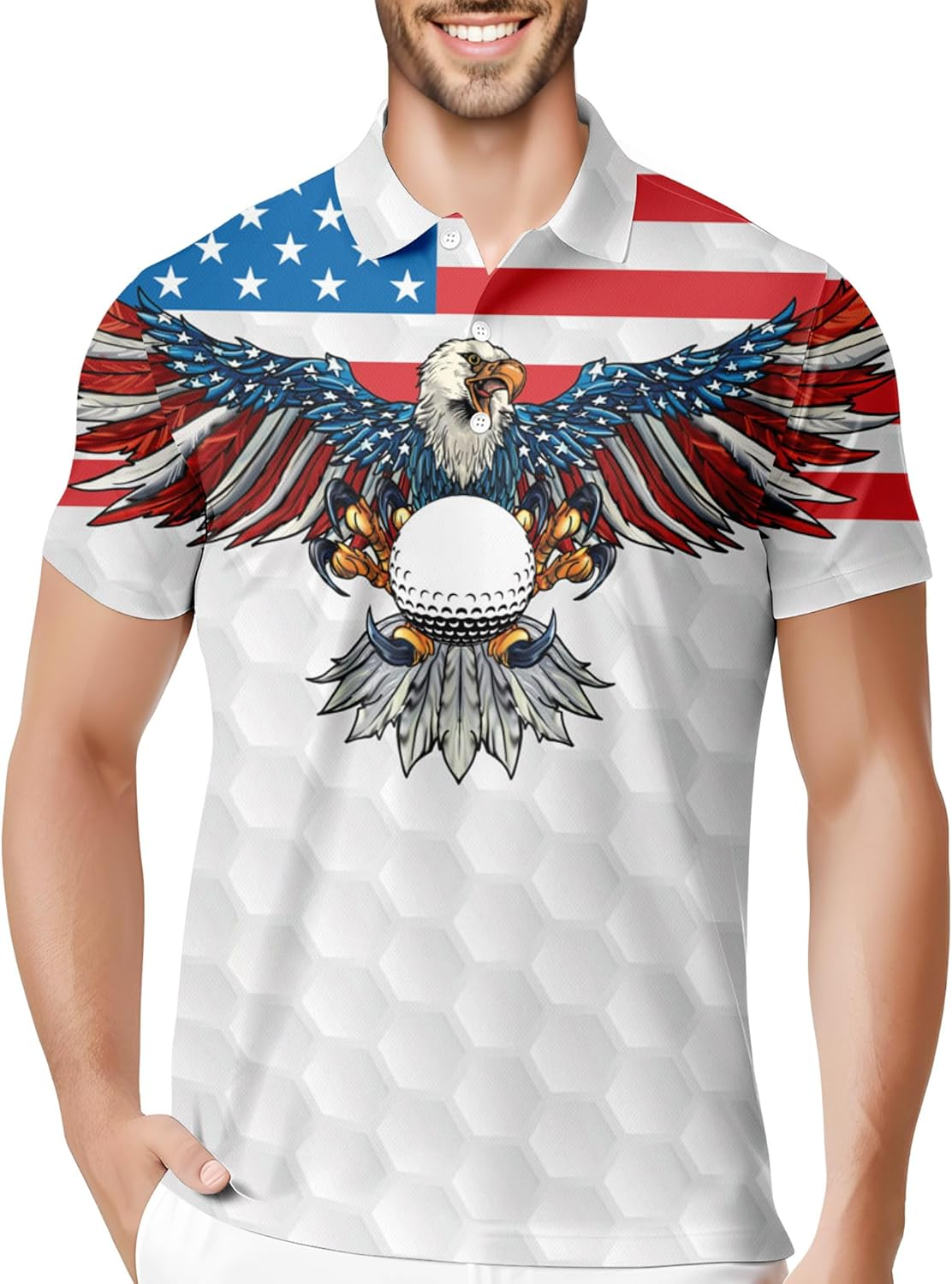 American Flag Eagle Shirt Patriotic Golf Polo Shirtlf Gift For Men, Golf Shirts For Men