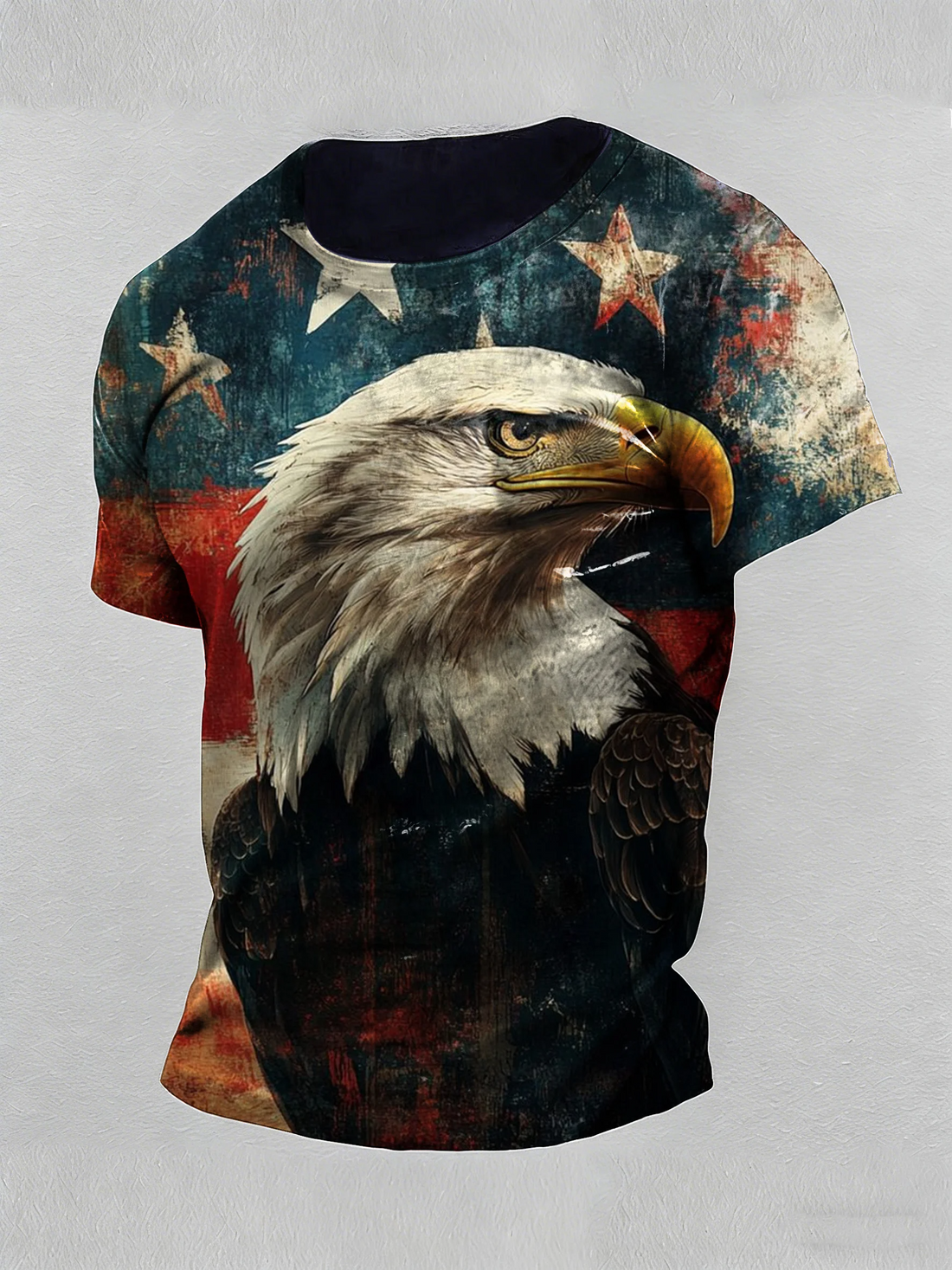 American Bald Eagle Distressed Painted Style Patriotic Golf Shirt, 4th Of July 250th Anniversary Golf Shirts For Men