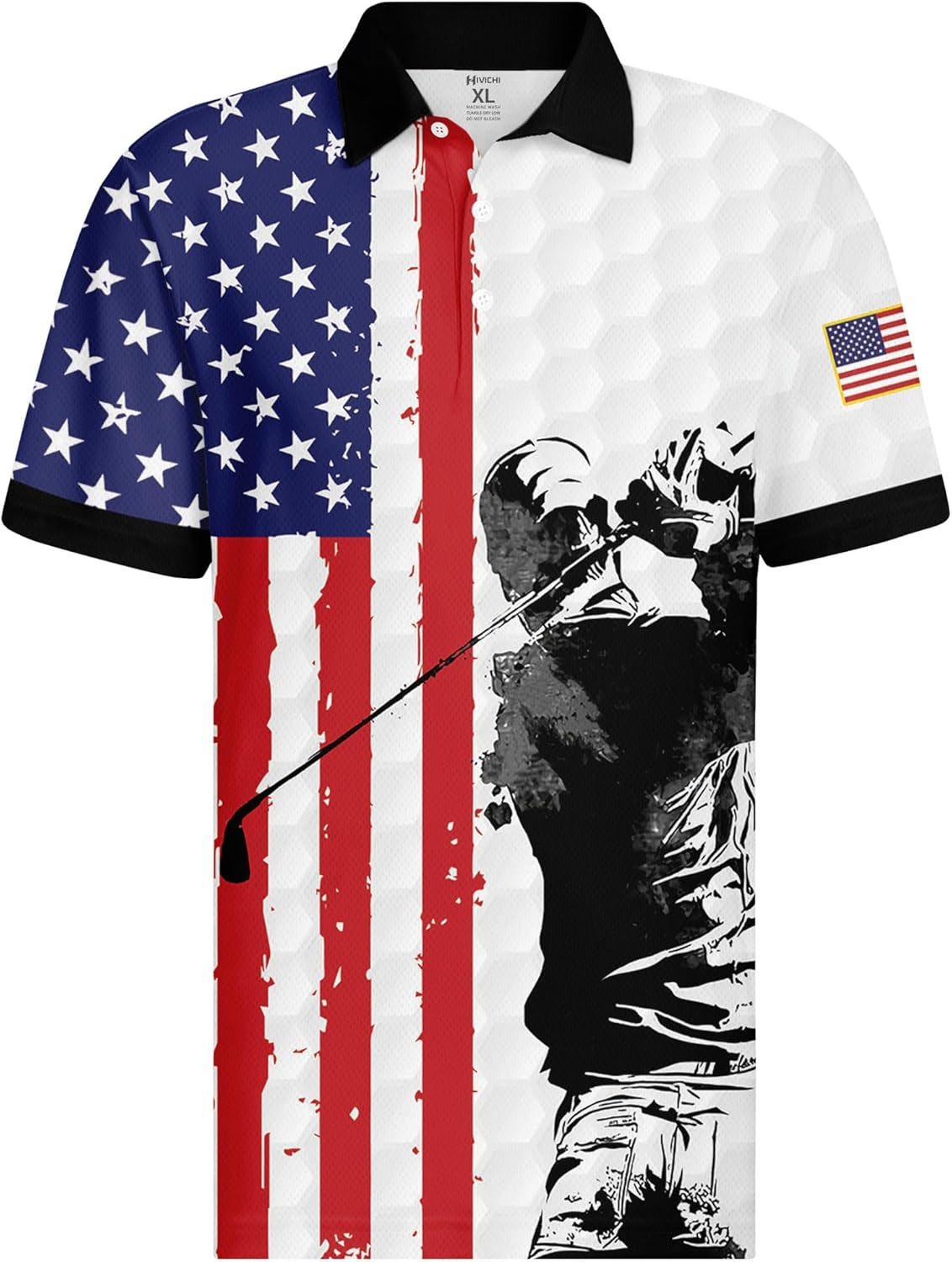Swing Swear Drink Repeat Patriotic American Flag Golf Polo Shirtlf Gift For Men, Golf Shirts For Men