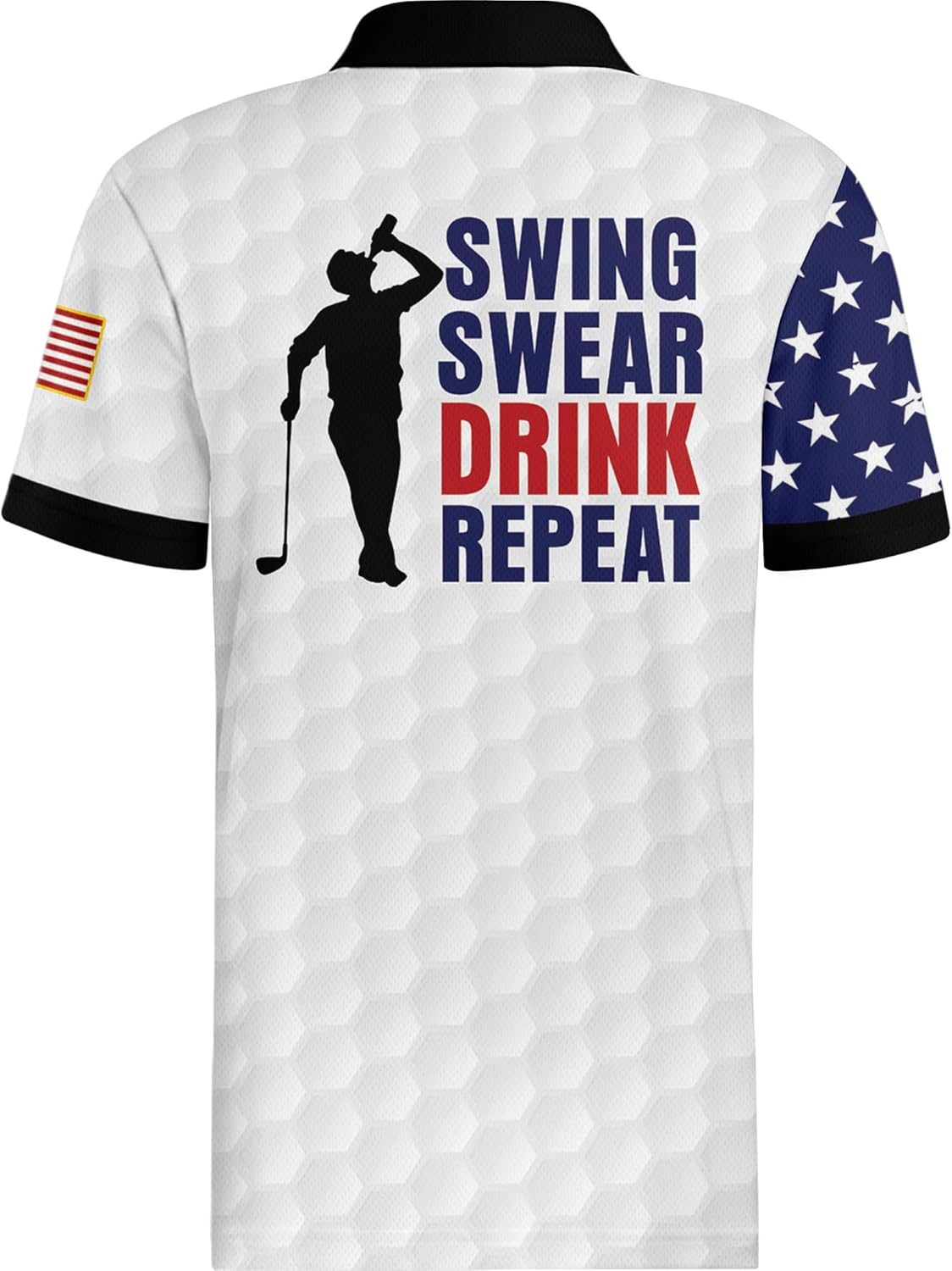 Swing Swear Drink Repeat Patriotic American Flag Golf Polo Shirtlf Gift For Men, Golf Shirts For Men