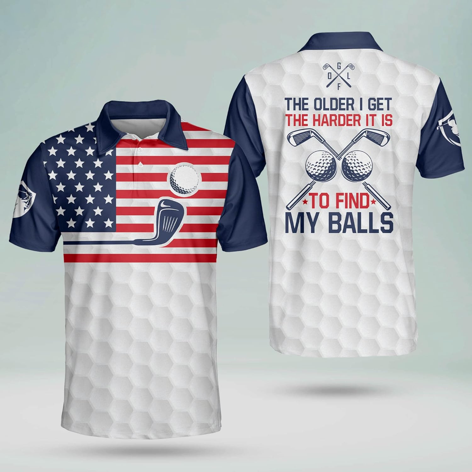 The Older I Get The Harder It Is To Find My Balls American Flag Golf Polo Shirtol Golf Gift, Golfing Apparel