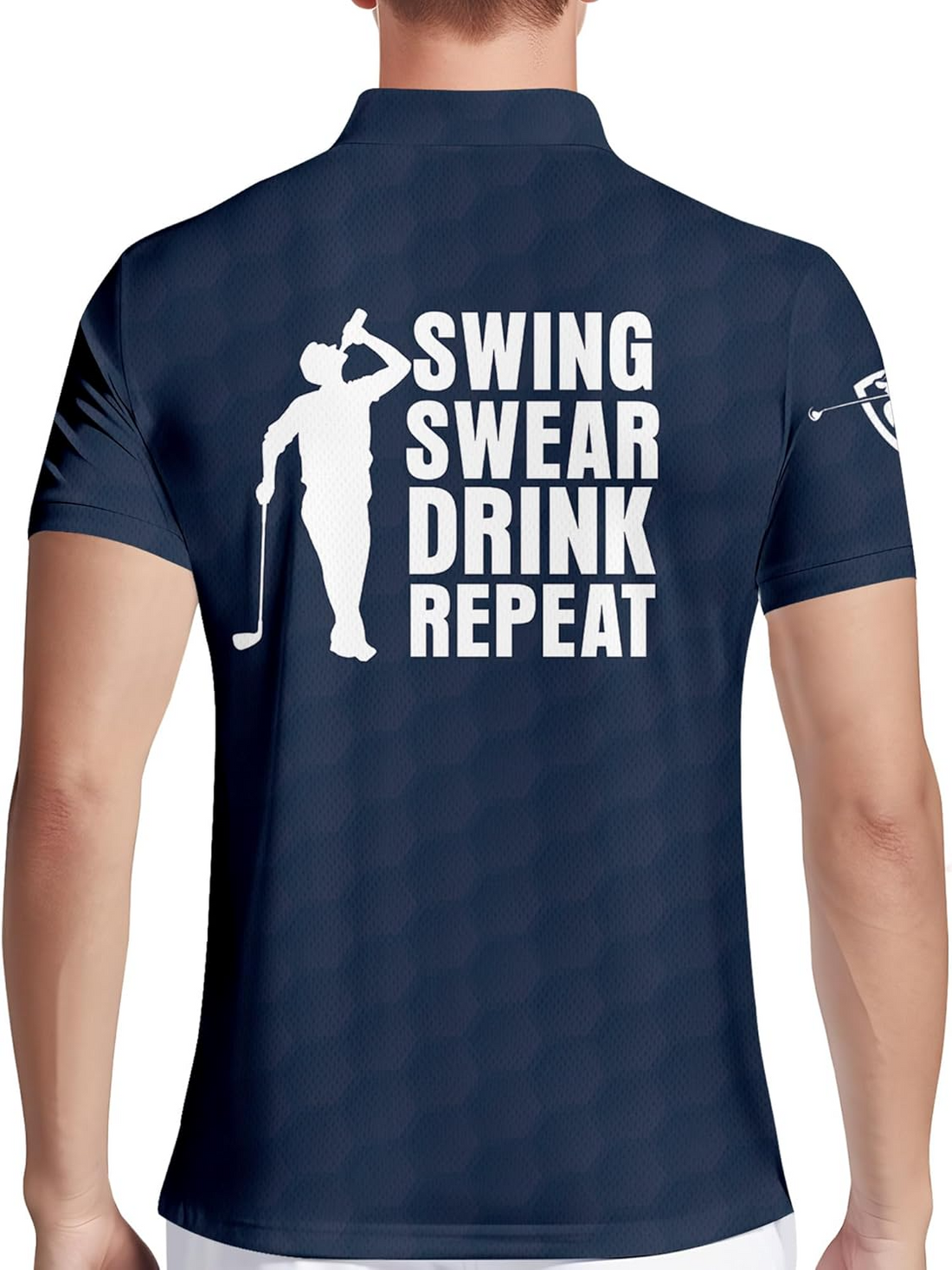 White Blue Swing Swear Drink Repeat Golf Polo Shirtlf Gift For Men, Golf Shirts For Men