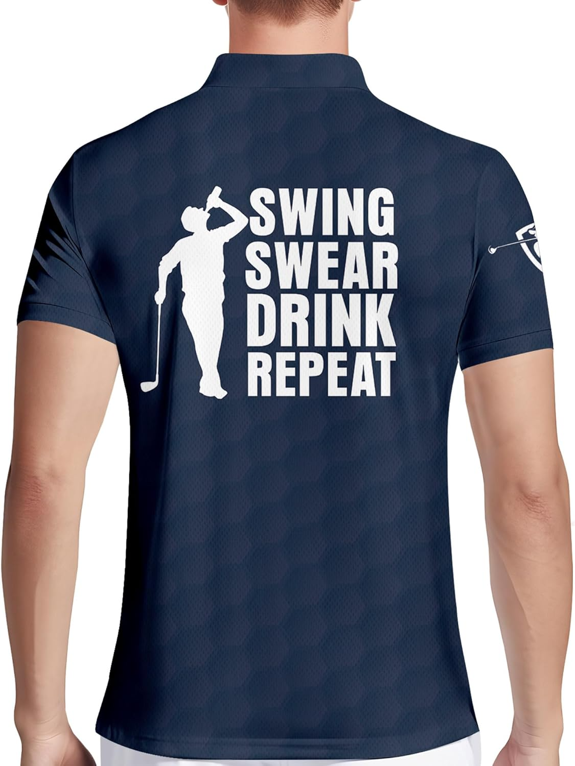 White Blue Swing Swear Drink Repeat Golf Polo Shirtlf Gift For Men, Golf Shirts For Men