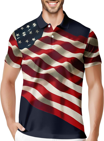 USA Flag 4th of July Men Funny Swing Golf Polo Shirtlf Gift For Men, Golf Shirts For Men