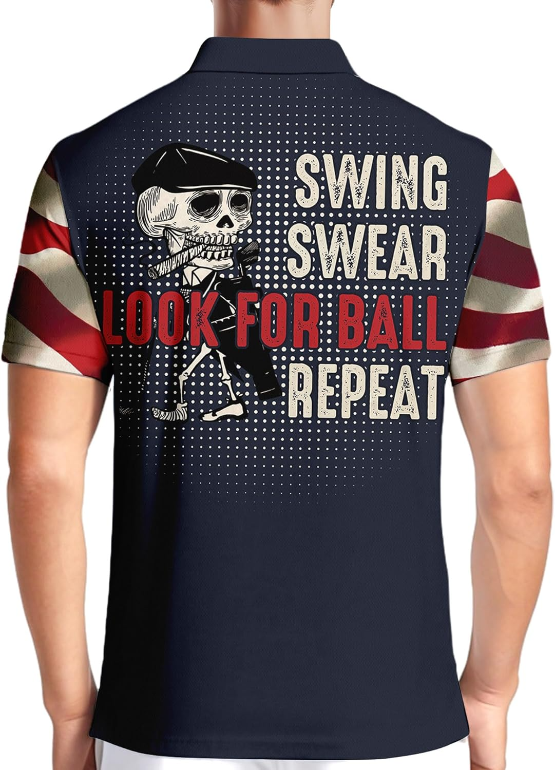 USA Flag 4th of July Men Funny Swing Golf Polo Shirtlf Gift For Men, Golf Shirts For Men