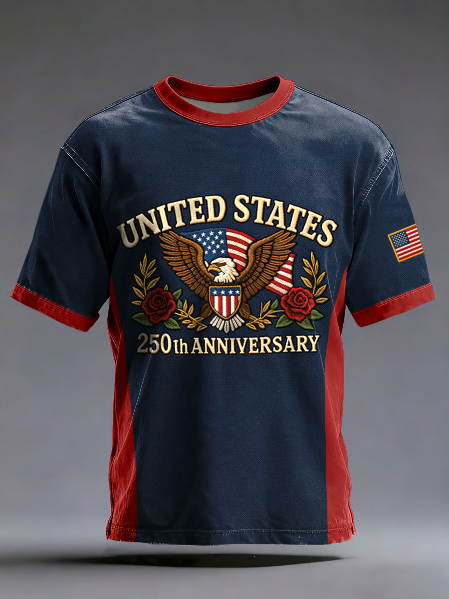 United States 250th Anniversary Red And Navy Patriotic Golf Shirt, 4th Of July Golf Shirt, Golf T-Shirt, Polo For Men