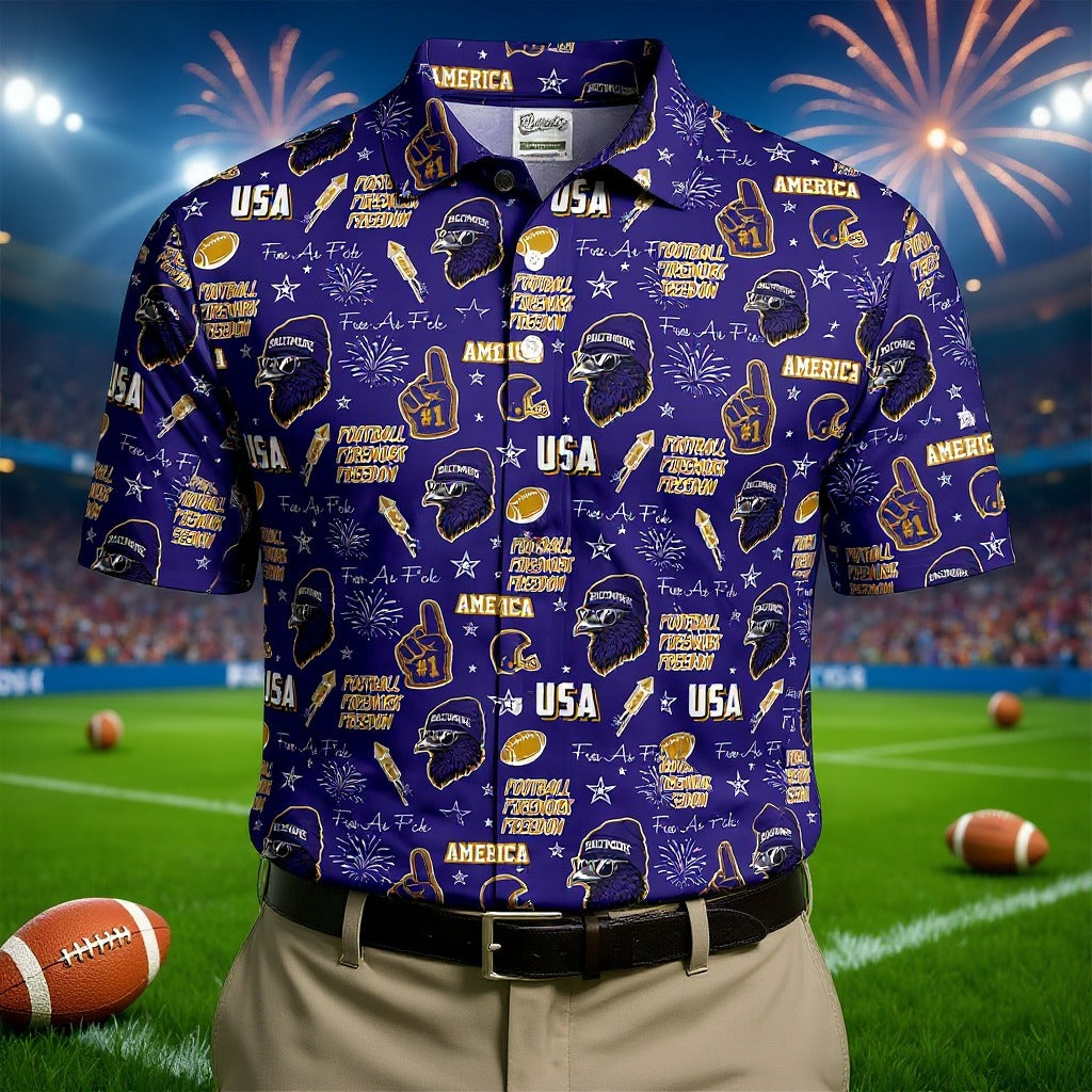 Purple Raven Metallic Gold With Purple Sport Polo, American Football League Gift Ideas For Football Fans