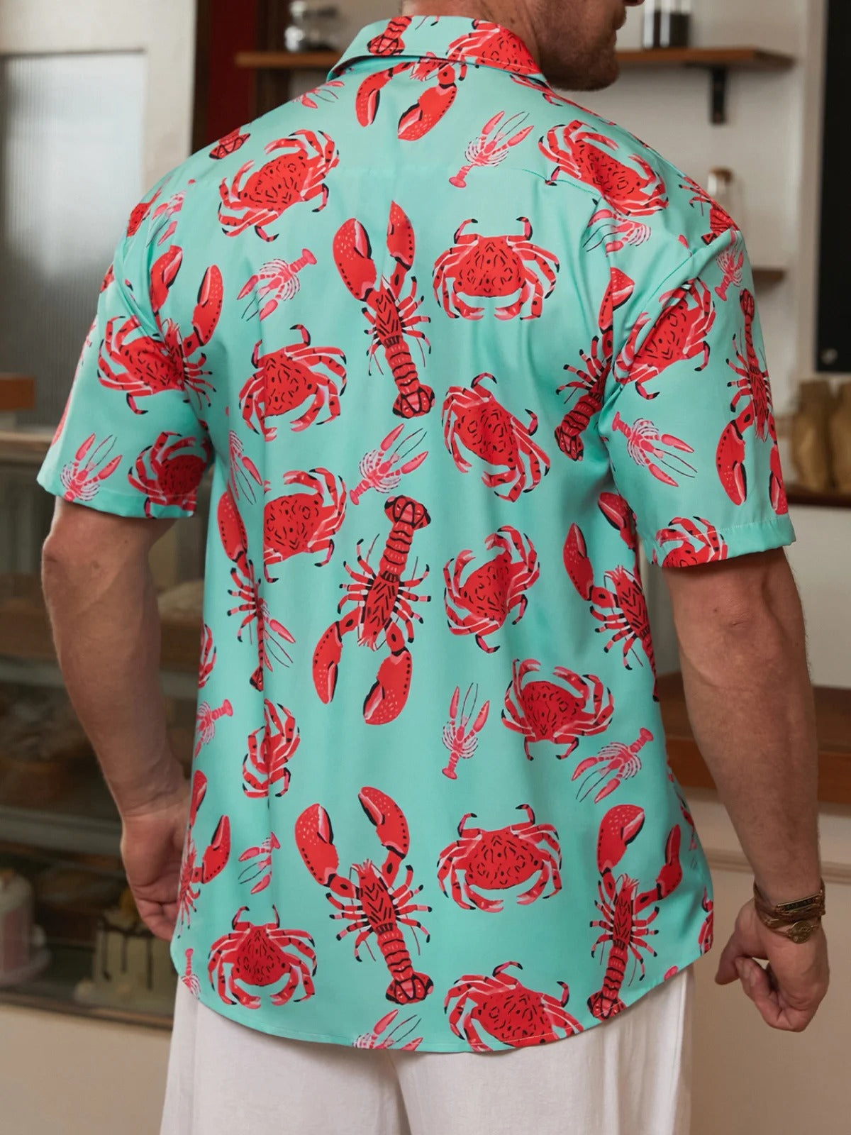 Lobster Pattern Hawaiian Golf Shirt,  Men's Golf Shirt, Ocean Vibe Tropical Vibe Funny Golf Shirt
