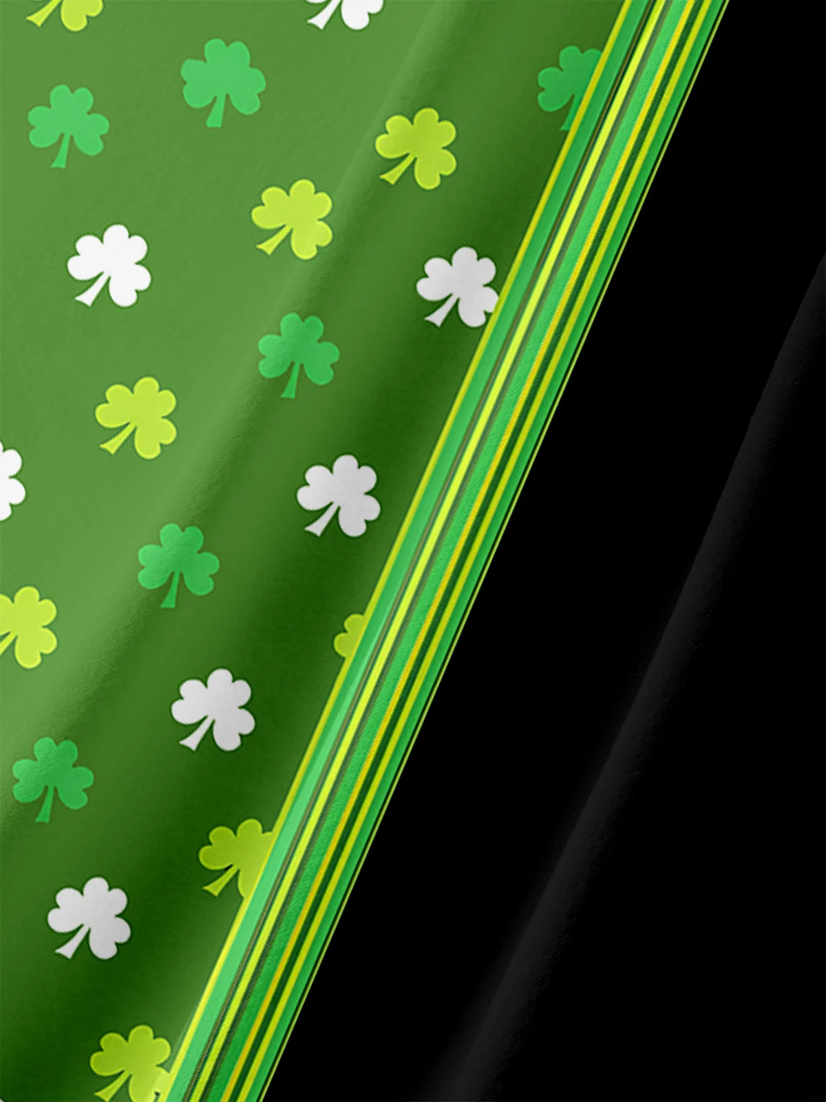 Green And Black St. Patrick's Day Lucky Clover Hawaiian Golf Shirt, Tropical Vibe Men's Golf Shirt