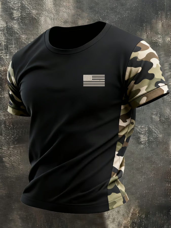 Black And Camo Patriotic Golf Shirt, 4th Of July Golf Shirt, Golf Shirts For Men, 250th Anniversary Golf T-Shirt