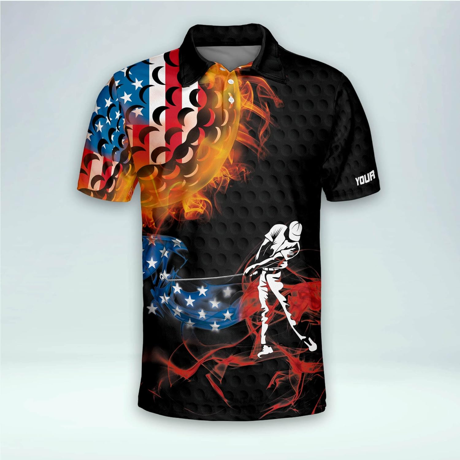 Swing Swear Drink Repeat American Flag Custom Name Golf Polo Shirtlf Gift For Men, Golfing Apparel
