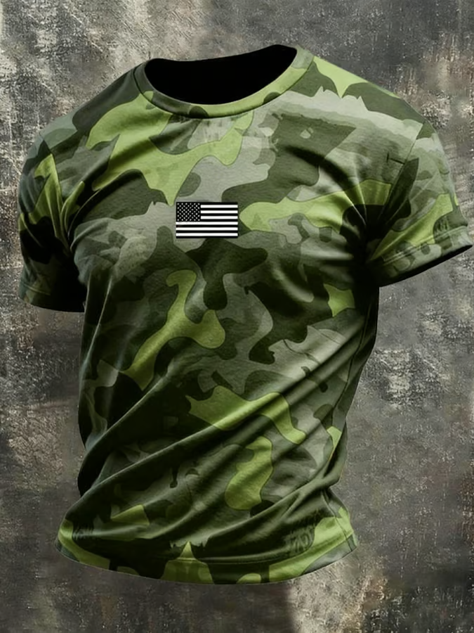 Retro Camouflage Patriotic Golf Shirt, 4th Of July Golf Shirt, Camo Golf Shirt, Golf T-Shirt, Polo For Men