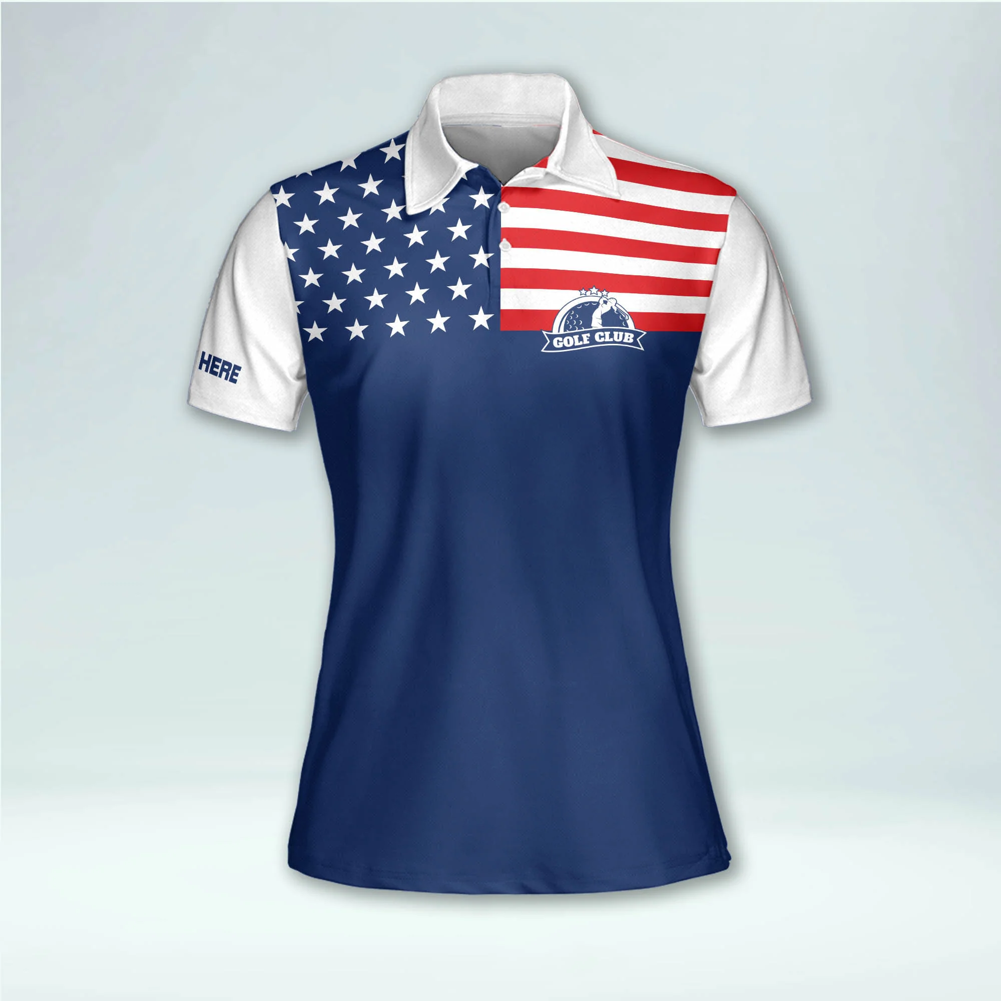 Lady Squad America Flag Custom Name Golf Shirt, Golf Shirt For Women, Ladies Golf Polos