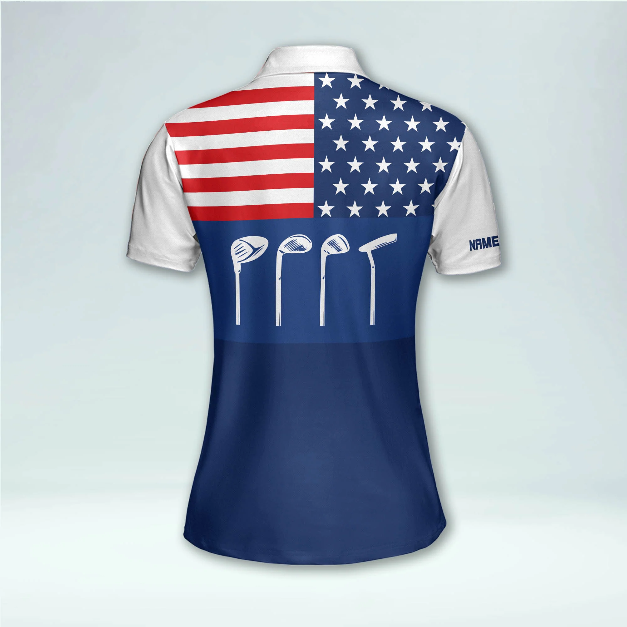 Lady Squad America Flag Custom Name Golf Shirt, Golf Shirt For Women, Ladies Golf Polos
