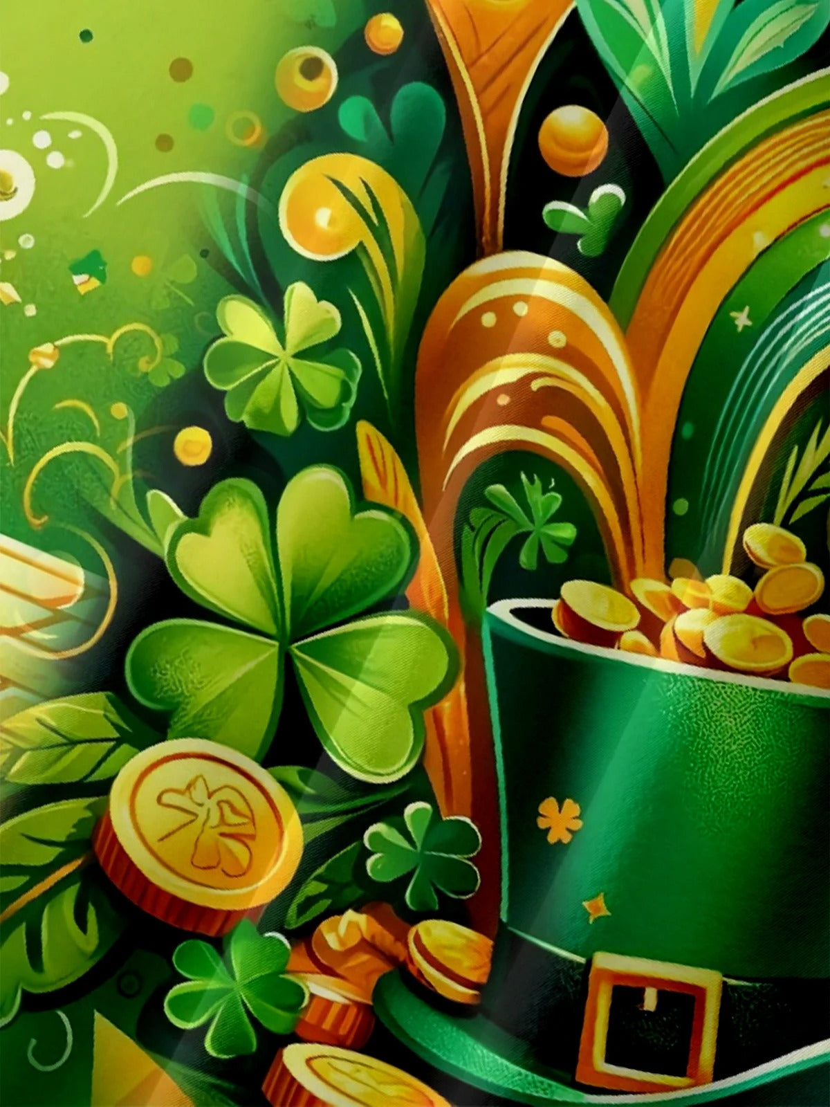 St. Patrick'S Day Pot of Gold Four Leaf Clover Hawaiian Golf Shirt, Tropical Vibe Men's Golf Shirt